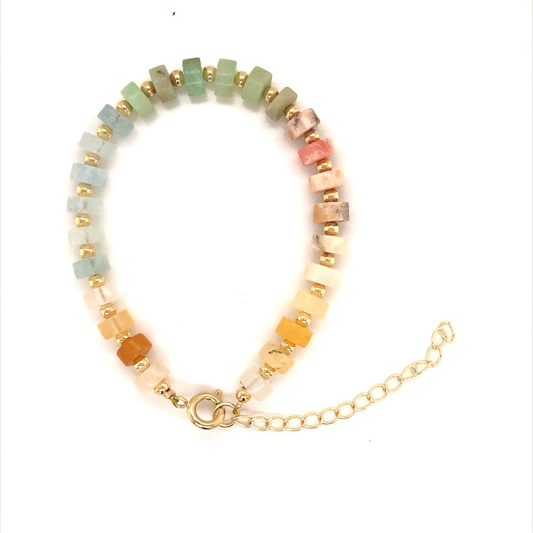 Gradient Gemstone Bracelet - 6.5" - Gold Plated