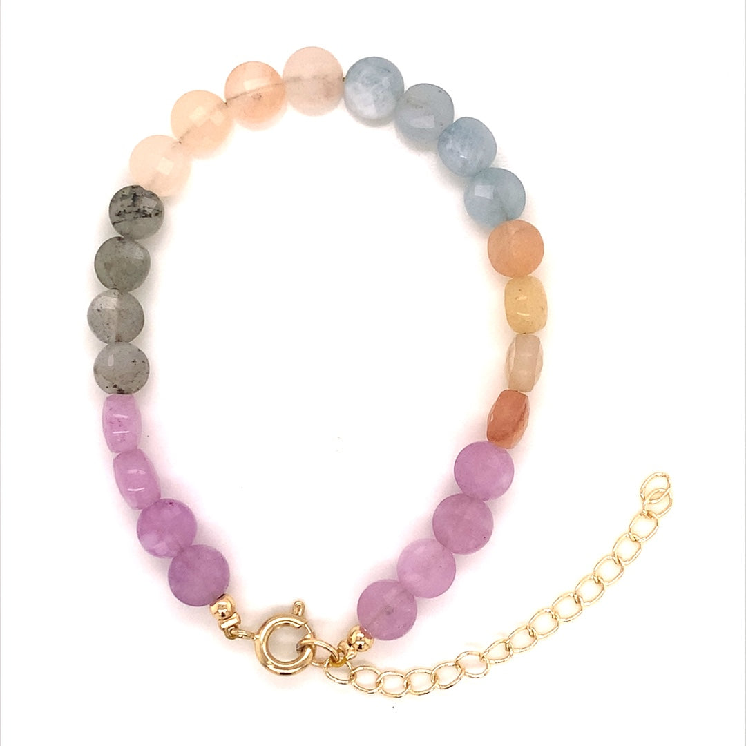 Gradient Gemstone Bracelet - 6.5" - Gold Plated