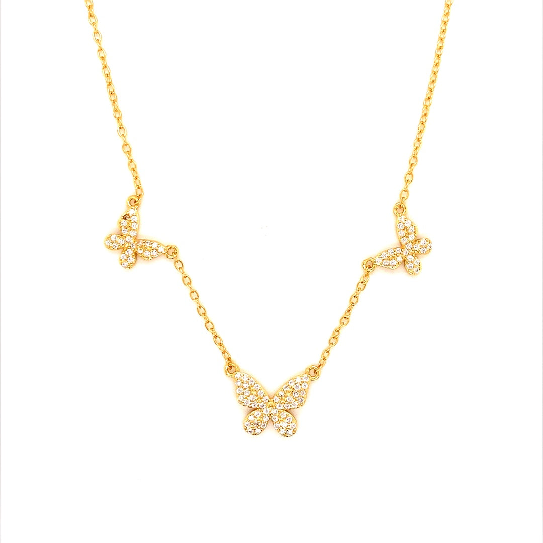 CZ Butterfly Necklace - Gold Plated