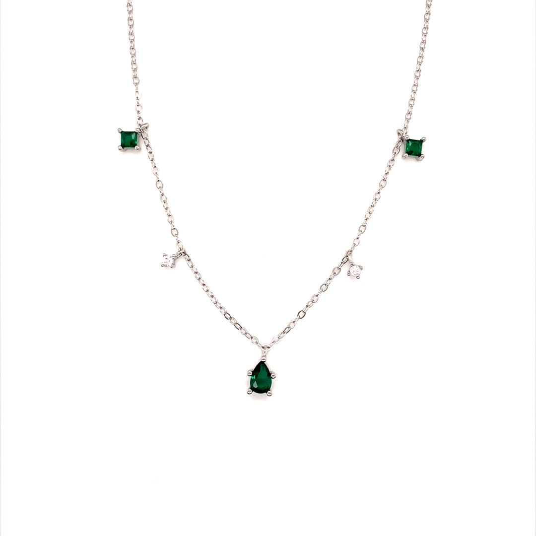 CZ Emerald Necklace - Silver