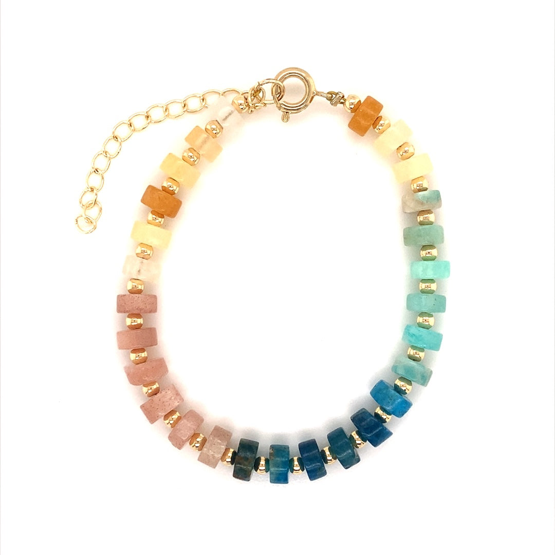 Gradient Gemstone Bracelet - 6.5" - Gold Plated