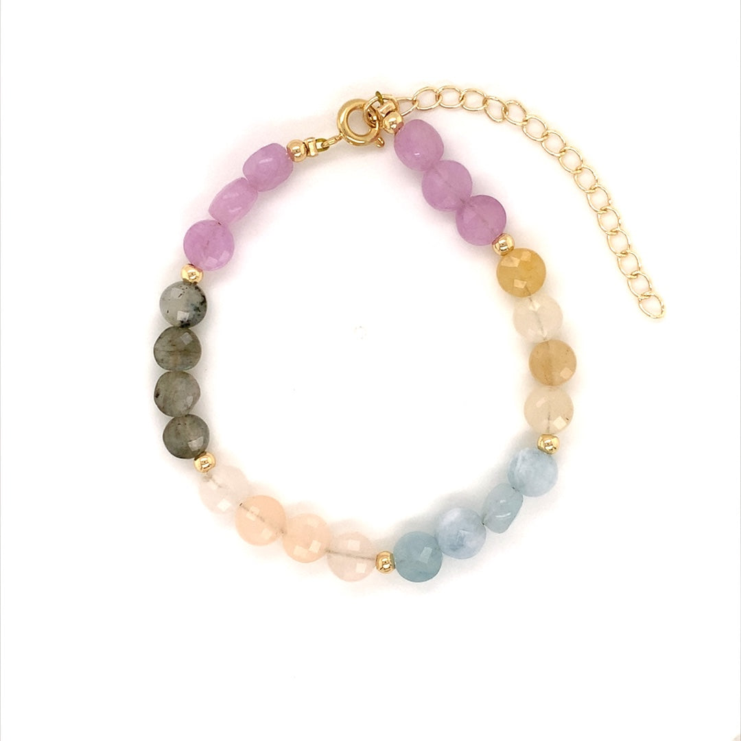 Gradient Gemstone Bracelet - 6.5" - Gold Plated