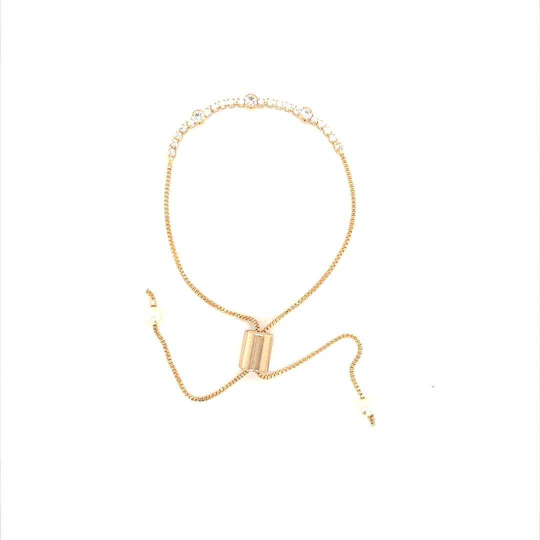 Adjustable Tennis Bracelet - Gold Plated