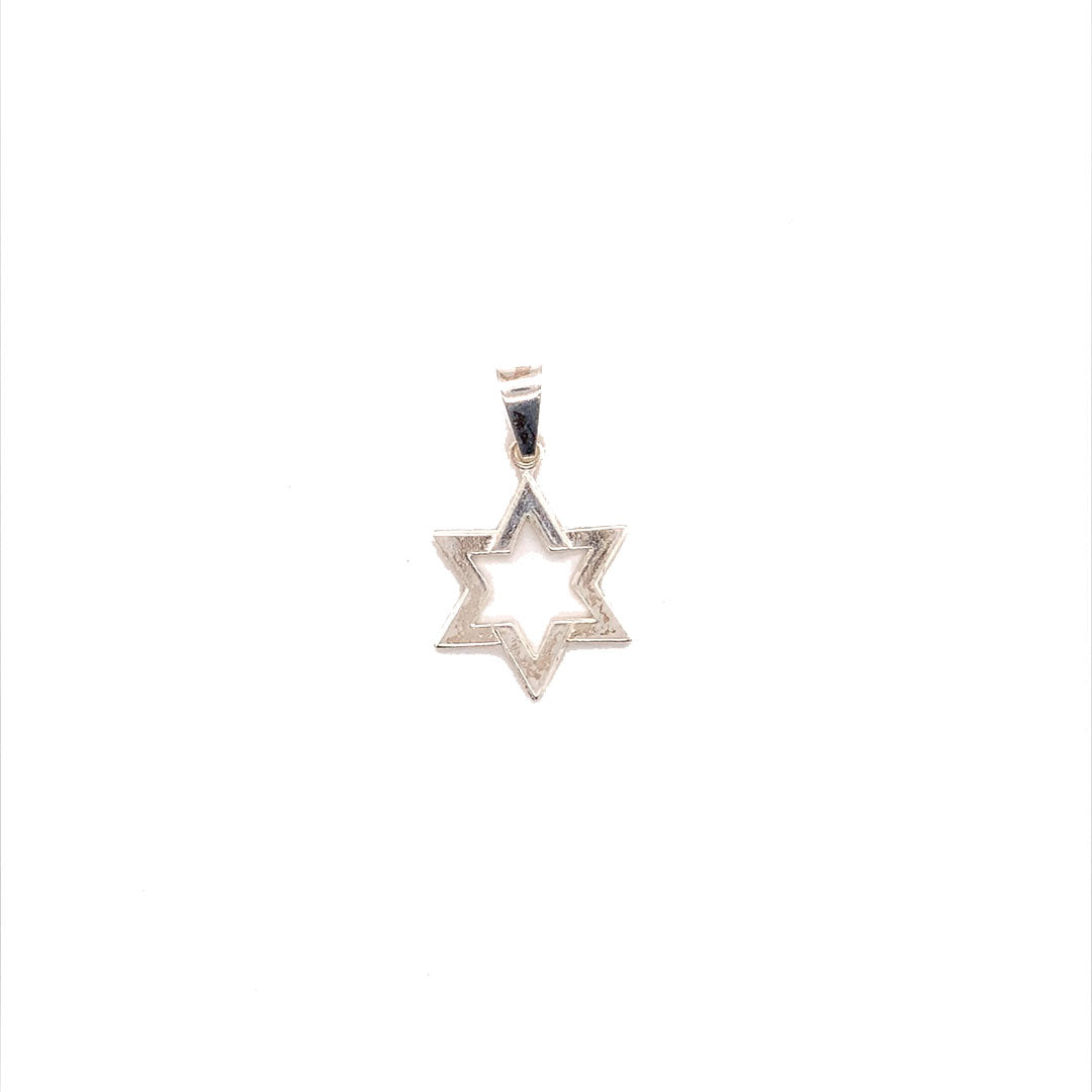 Outline Star of David Pendant - Sterling Silver