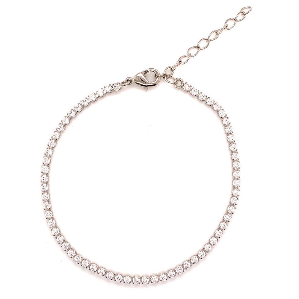 6.5" Tennis Bracelet with 2" Extension - Silver Plated
