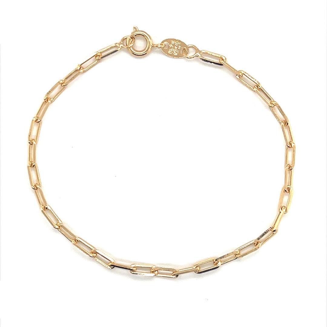 2.5mm Paperclip Bracelet 7" - Gold Filled