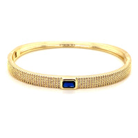 CZ Sapphire Bangle - Gold Plated