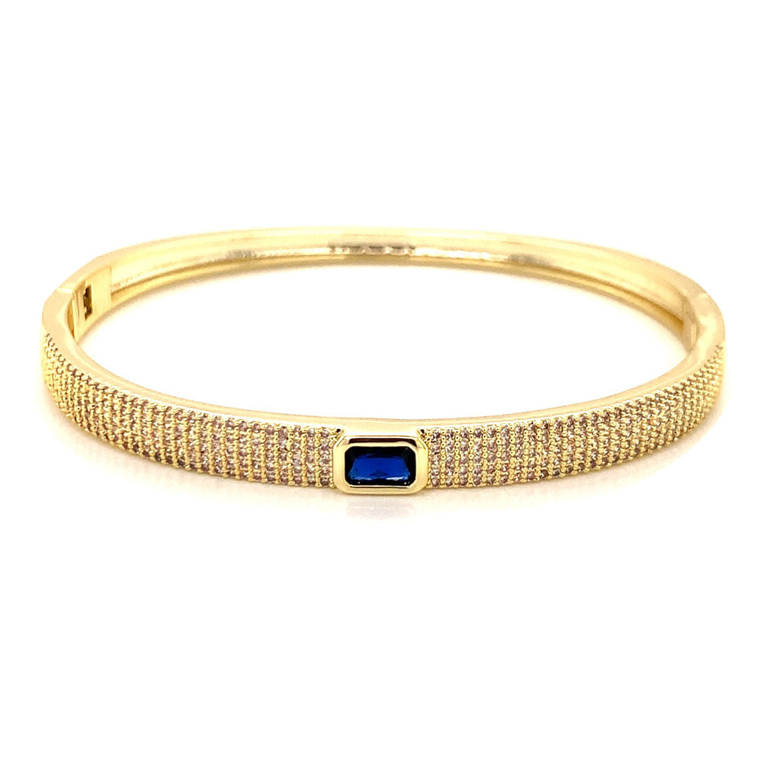 CZ Sapphire Bangle - Gold Plated