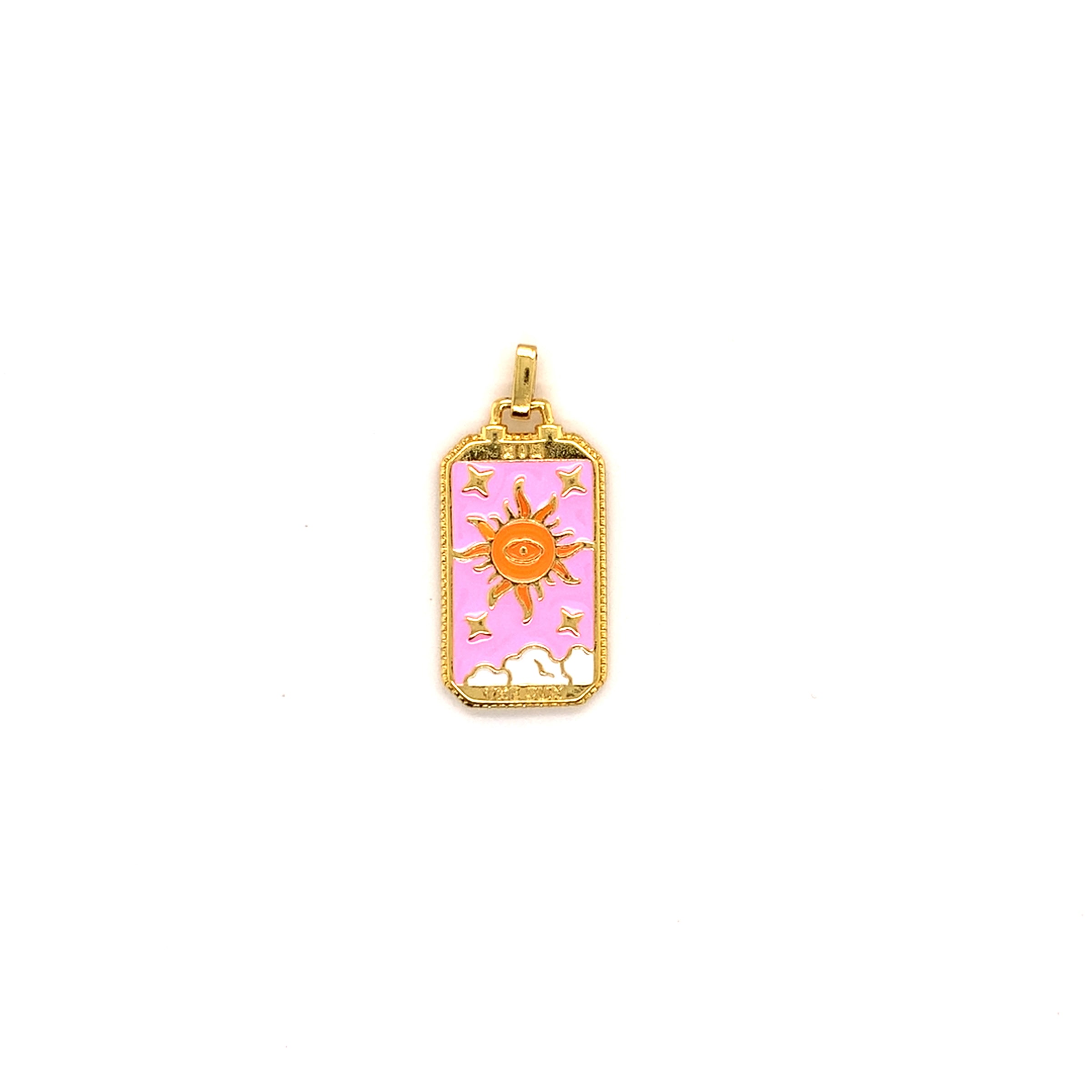 Enamel Sun Pendant - Gold Plated