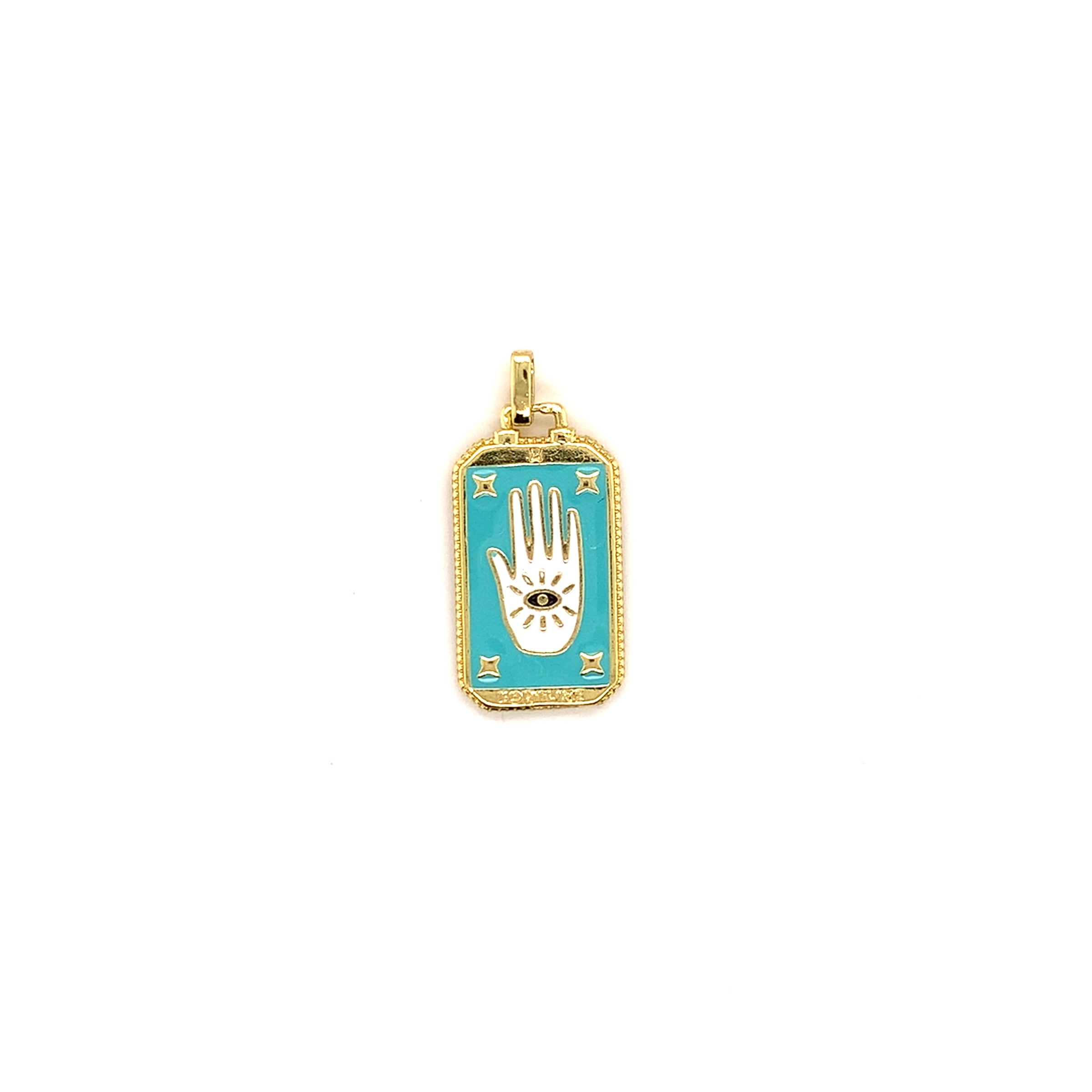 Enamel Hamsa Pendant - Gold Plated