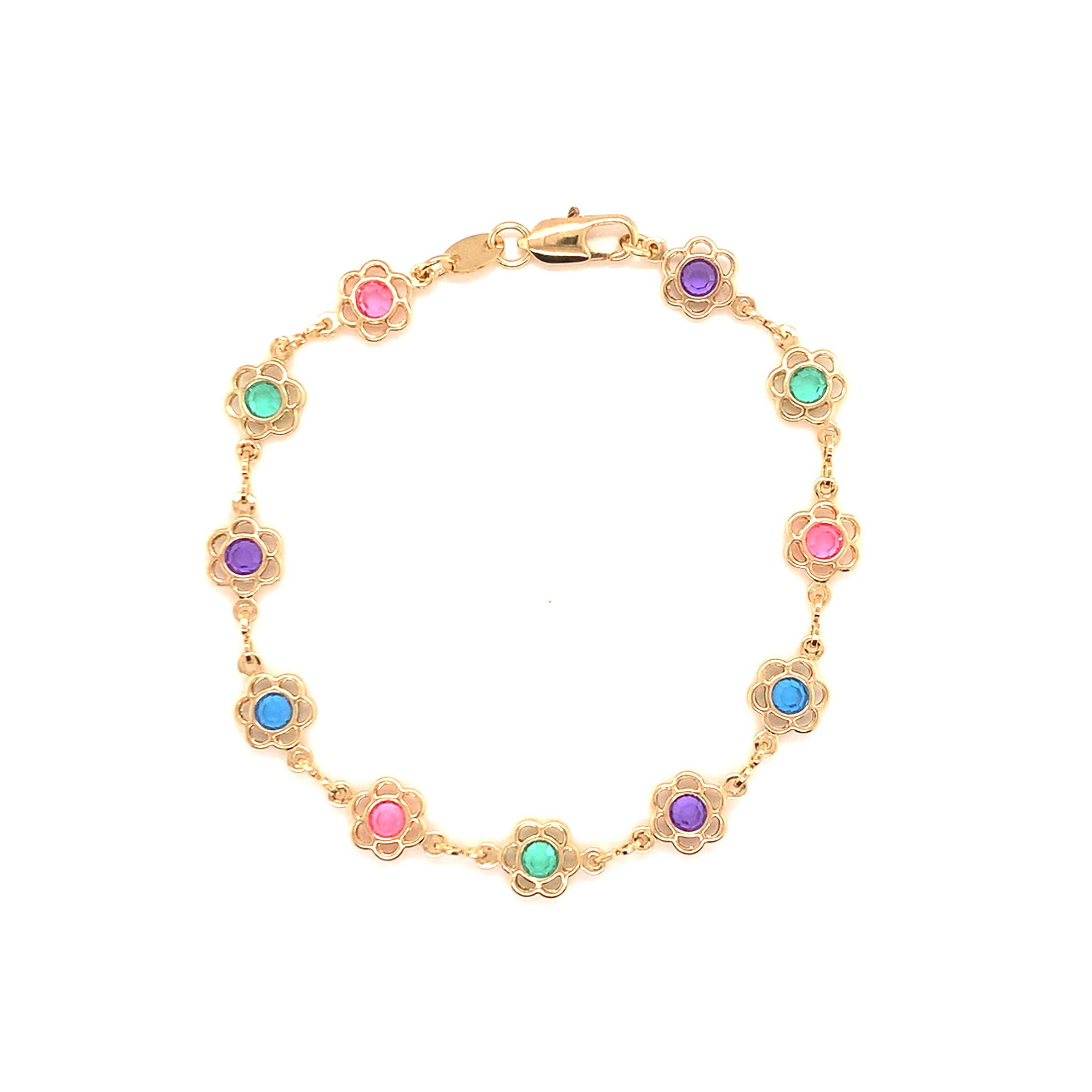 Multicolor Flower Bracelet - Gold Filled