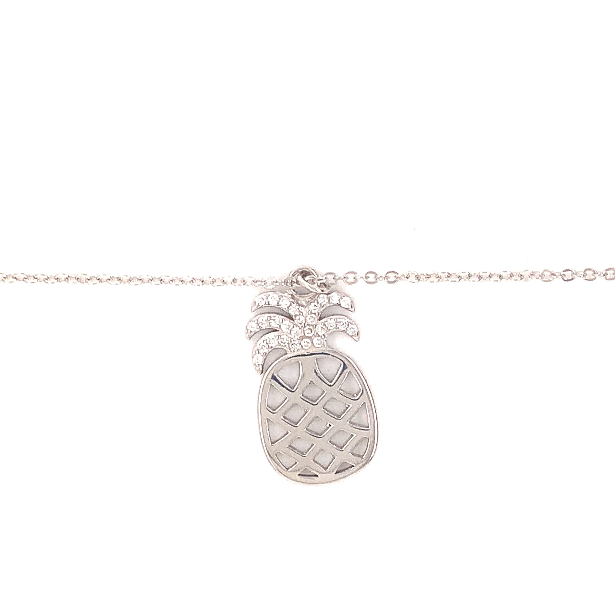 CZ Pineapple Necklace - Sterling Silver