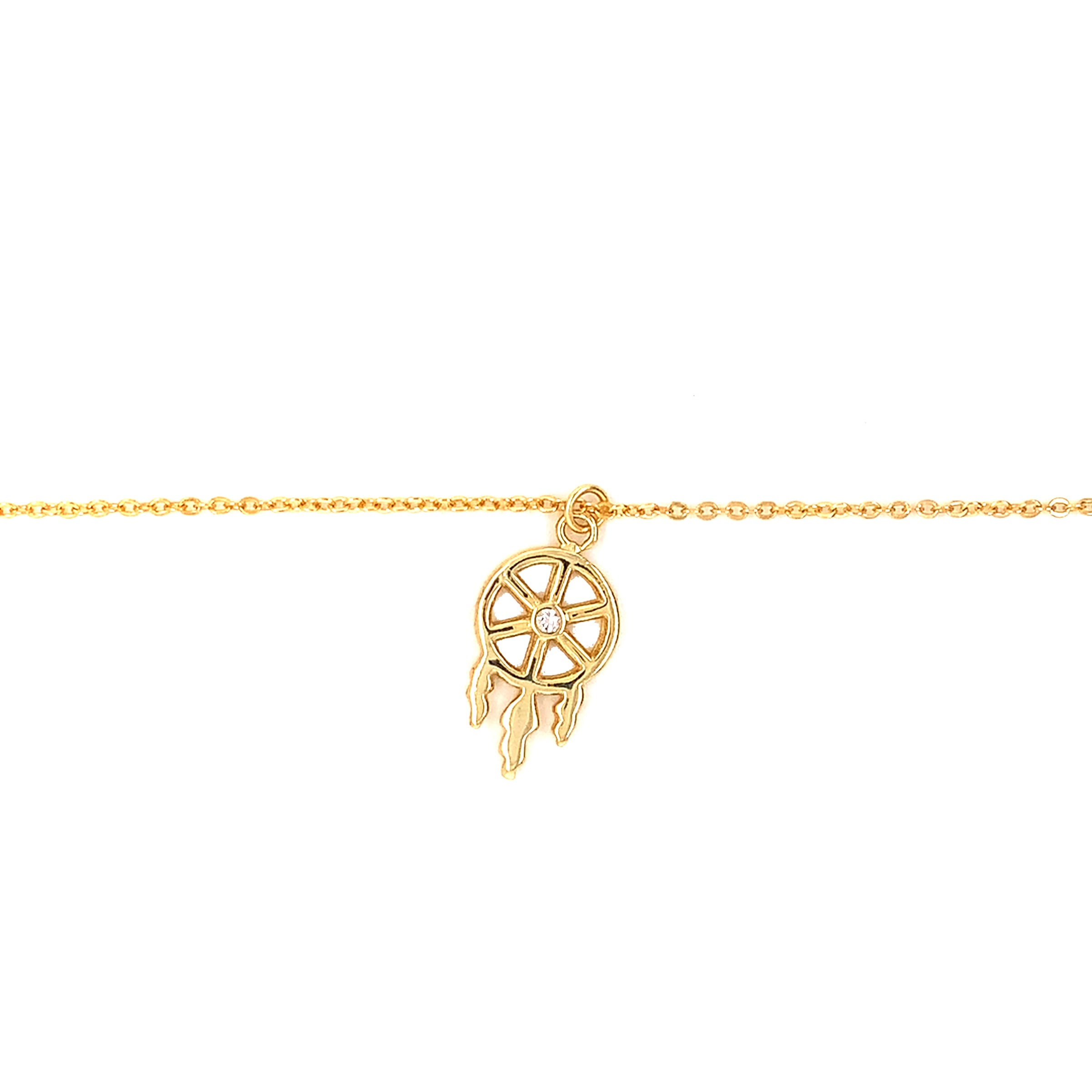 CZ Dream Catcher Necklace - Gold Plated