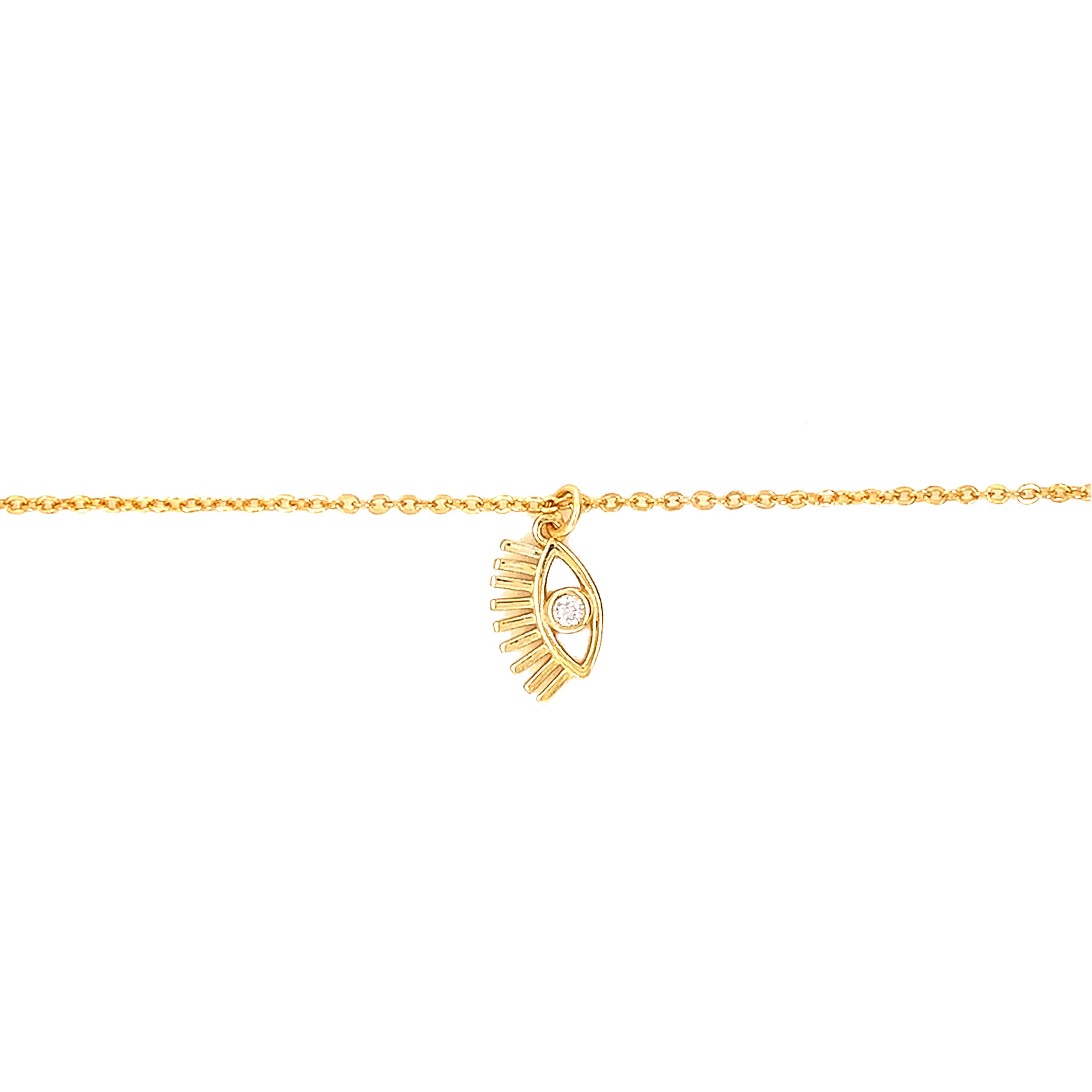 CZ Lucky Eye With & Lashes Necklace - Gold Plated
