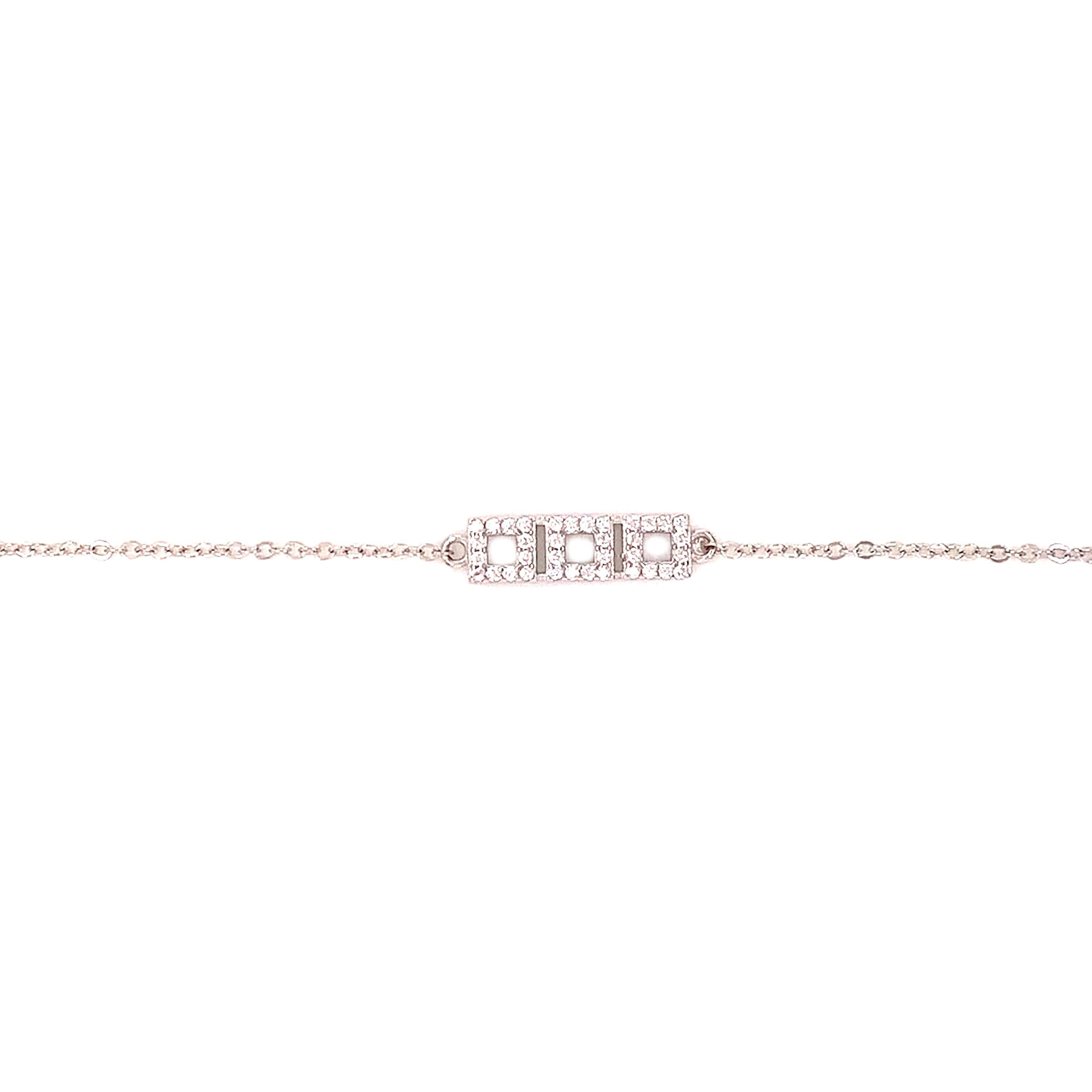 CZ Square Necklace - Sterling Silver