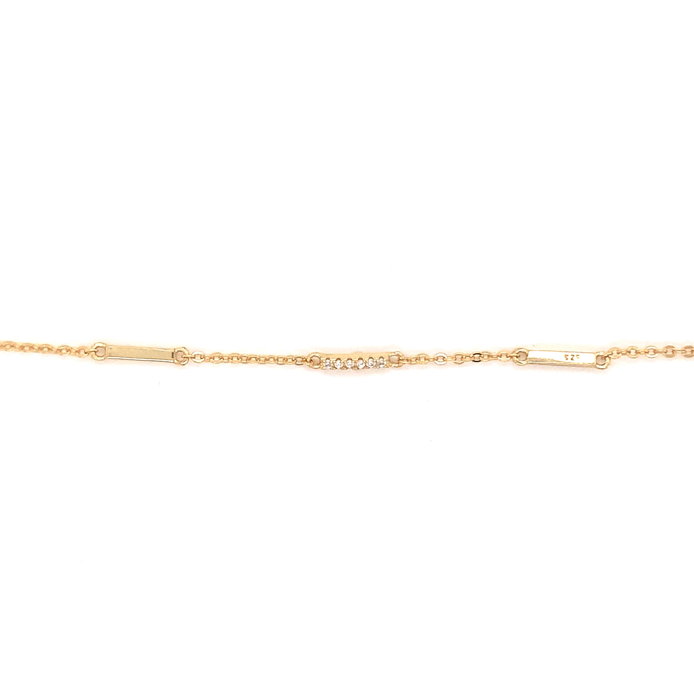 CZ 3 Bar Middle Bracelet - Gold Plated