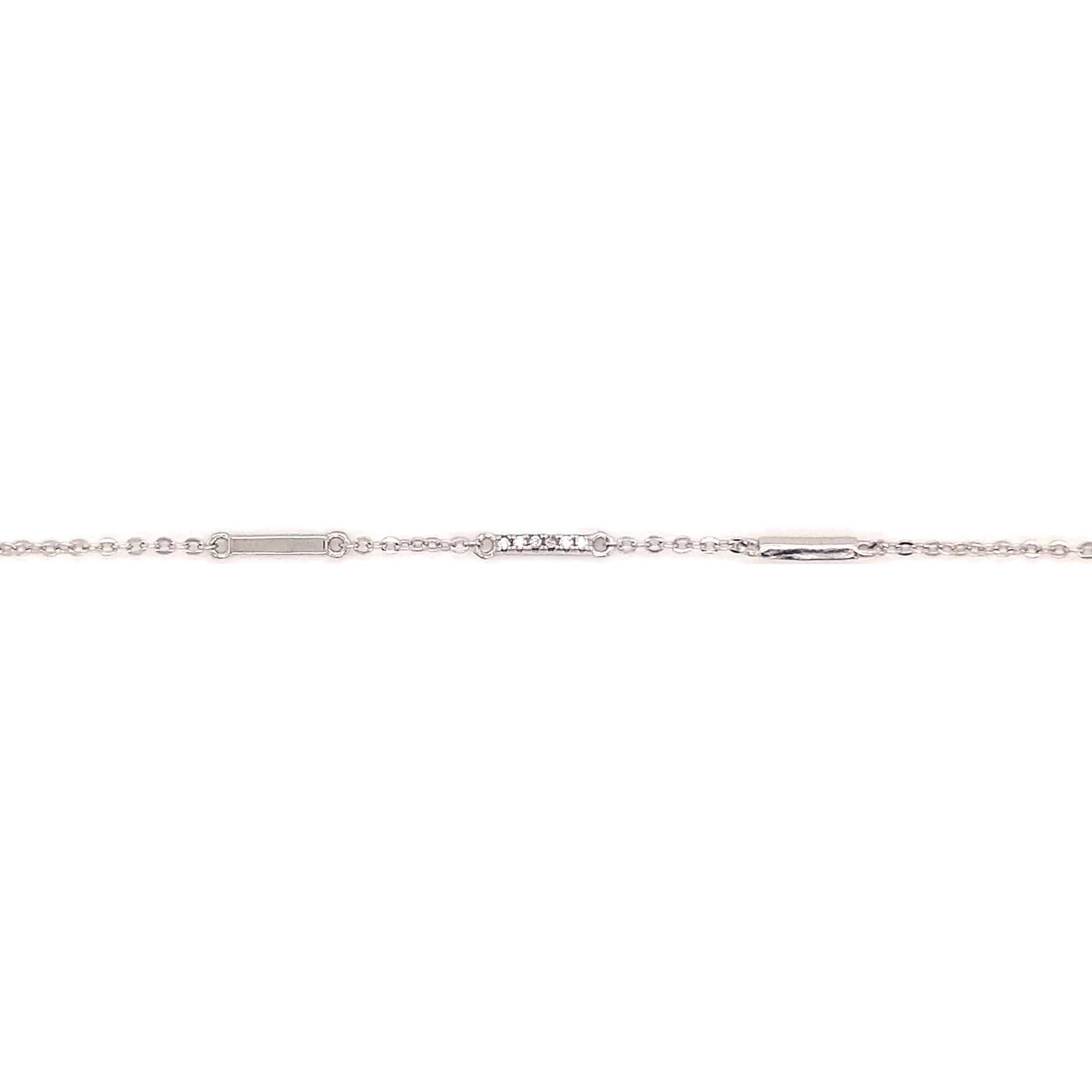 3 Bar Middle Only CZ Bracelet - Silver