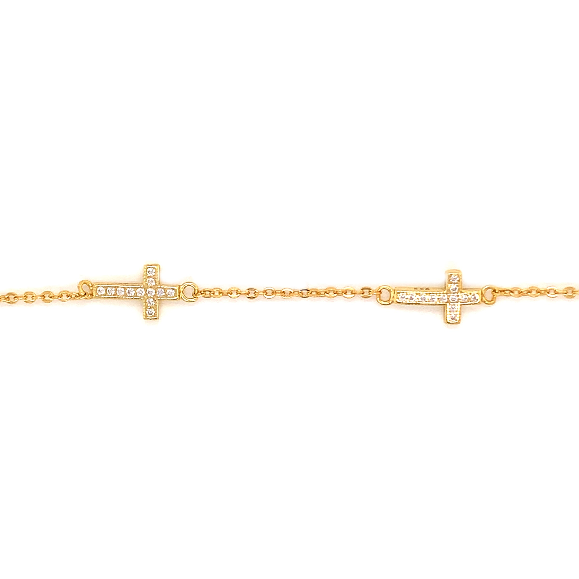 Double Cross Bracelet - Gold Plated