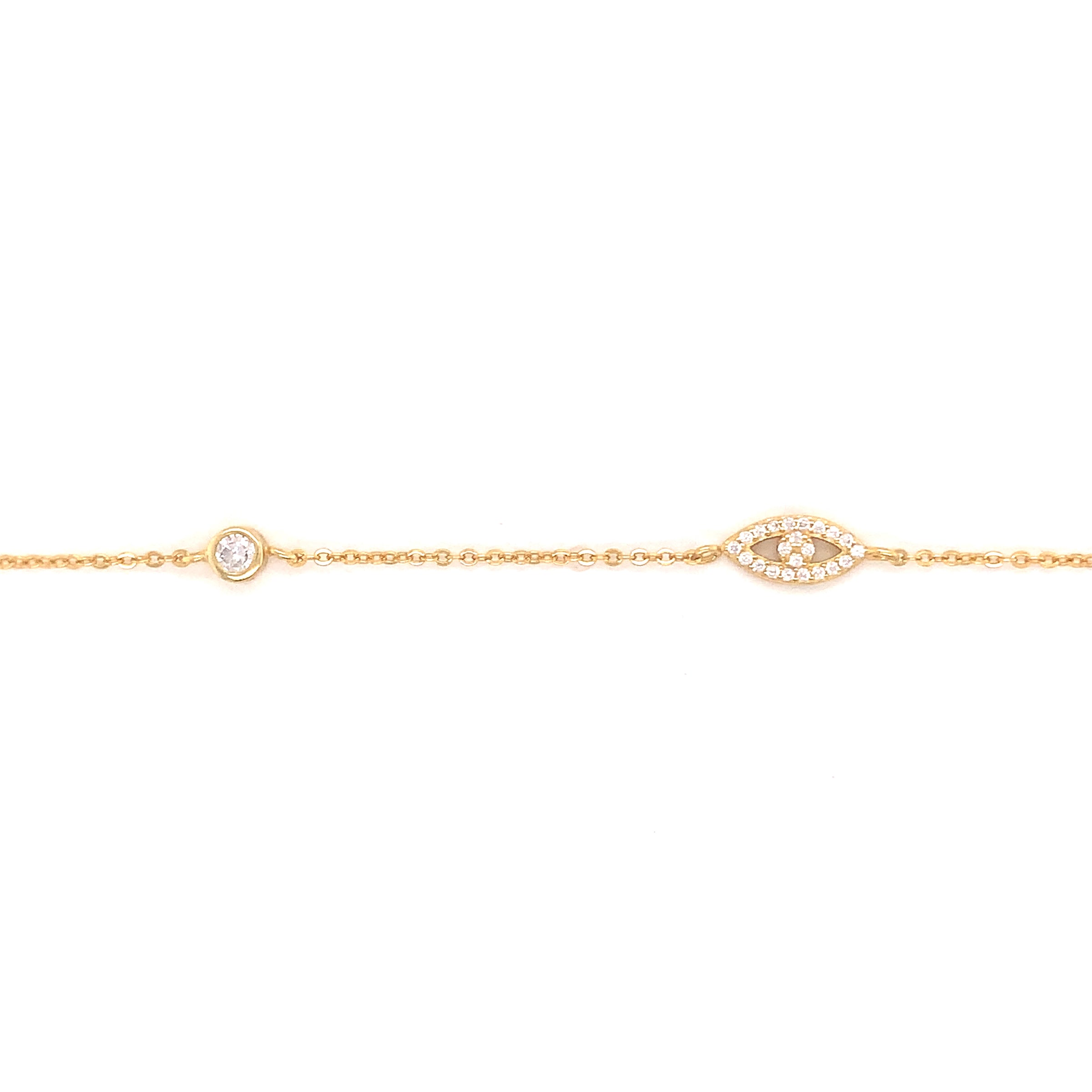 CZ Lucky Eye With Station Bracelet - Gold Plated