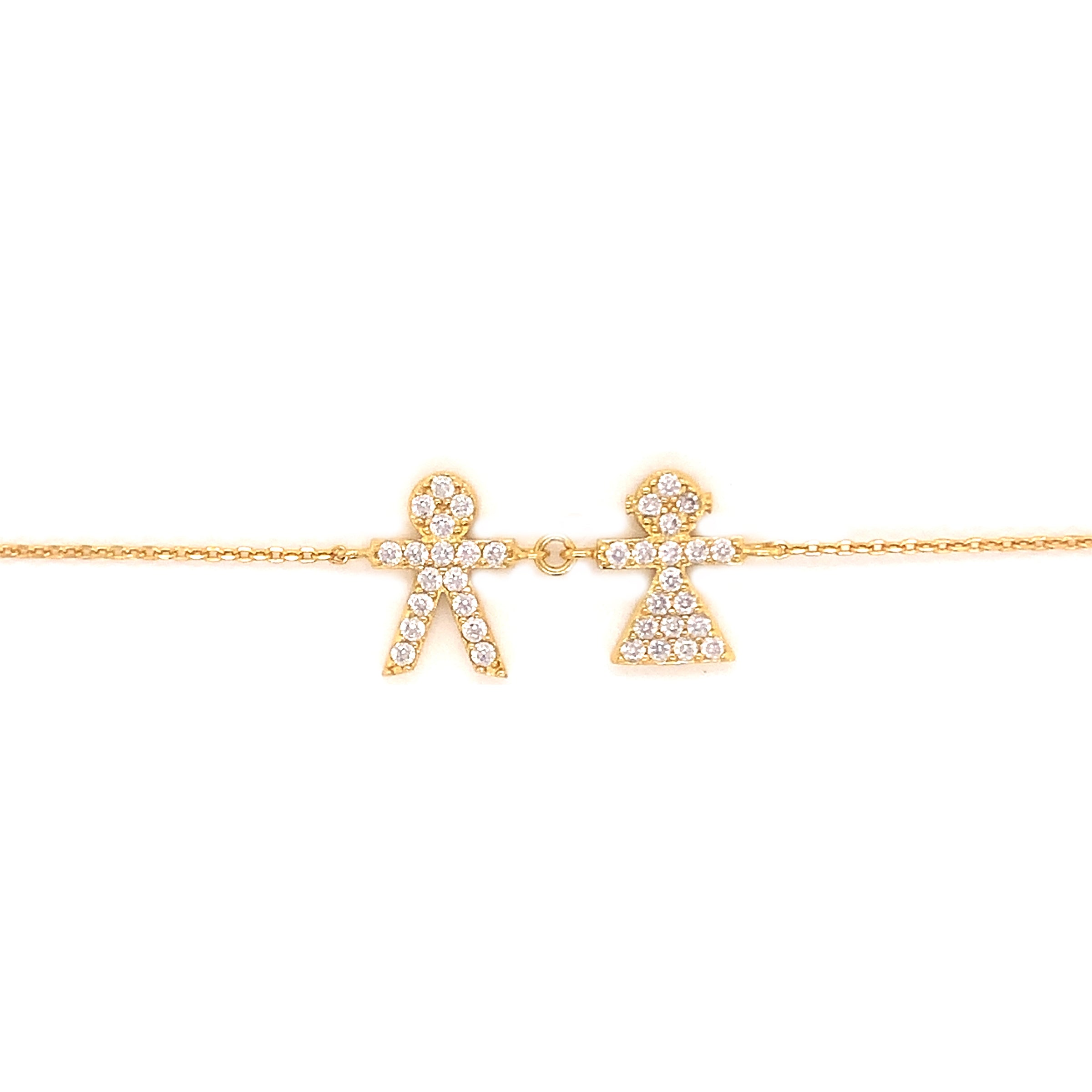 CZ Girl and Boy Bracelet - Gold Plated