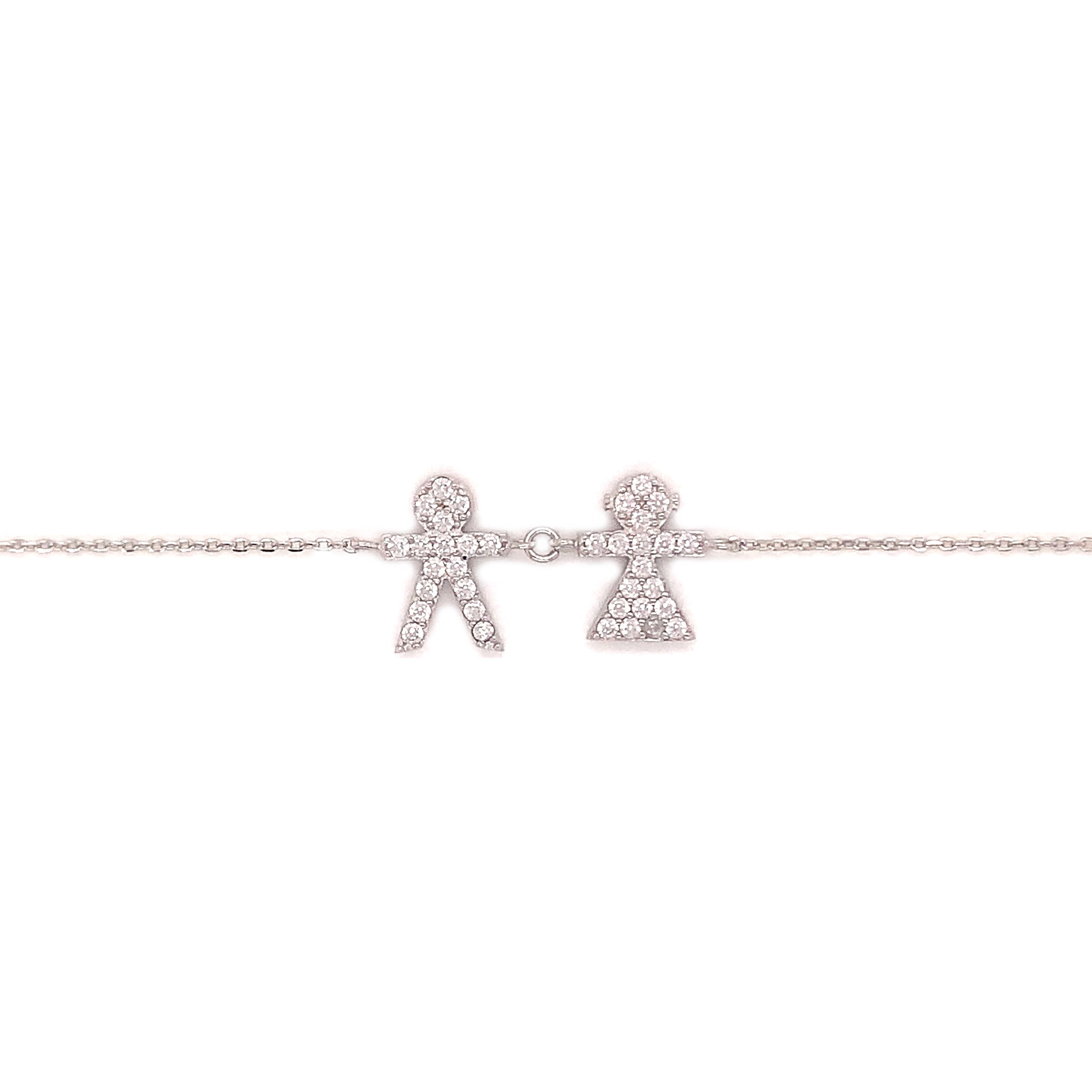 CZ Girl and CZ Boy Bracelet - Silver