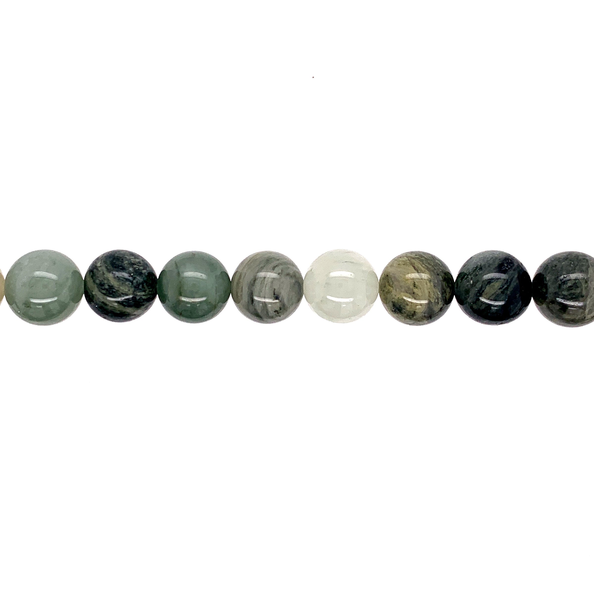 10mm Multi Grey & Hunter Green Agate - Round