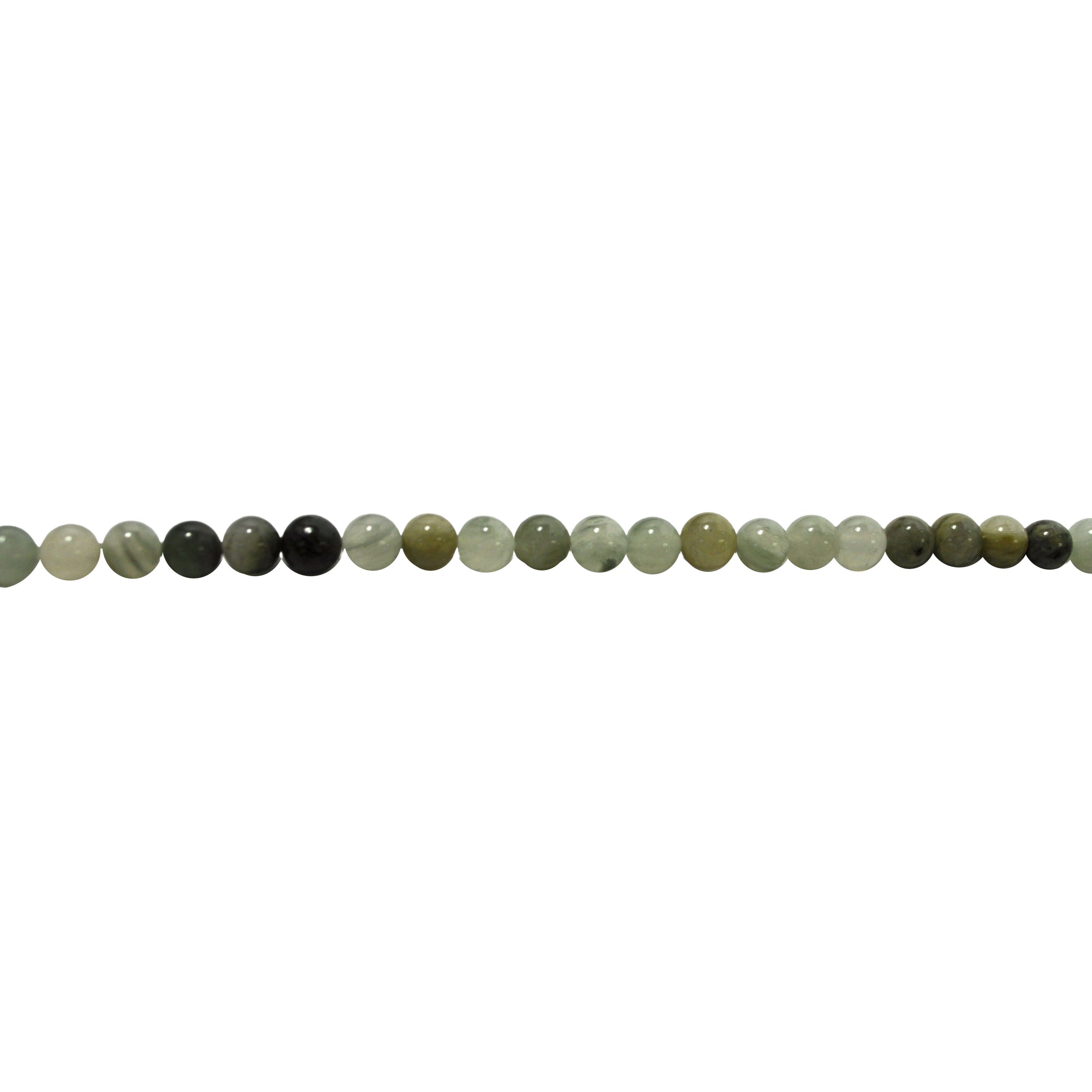 6mm Multi Grey & Hunter Green Agate - Round