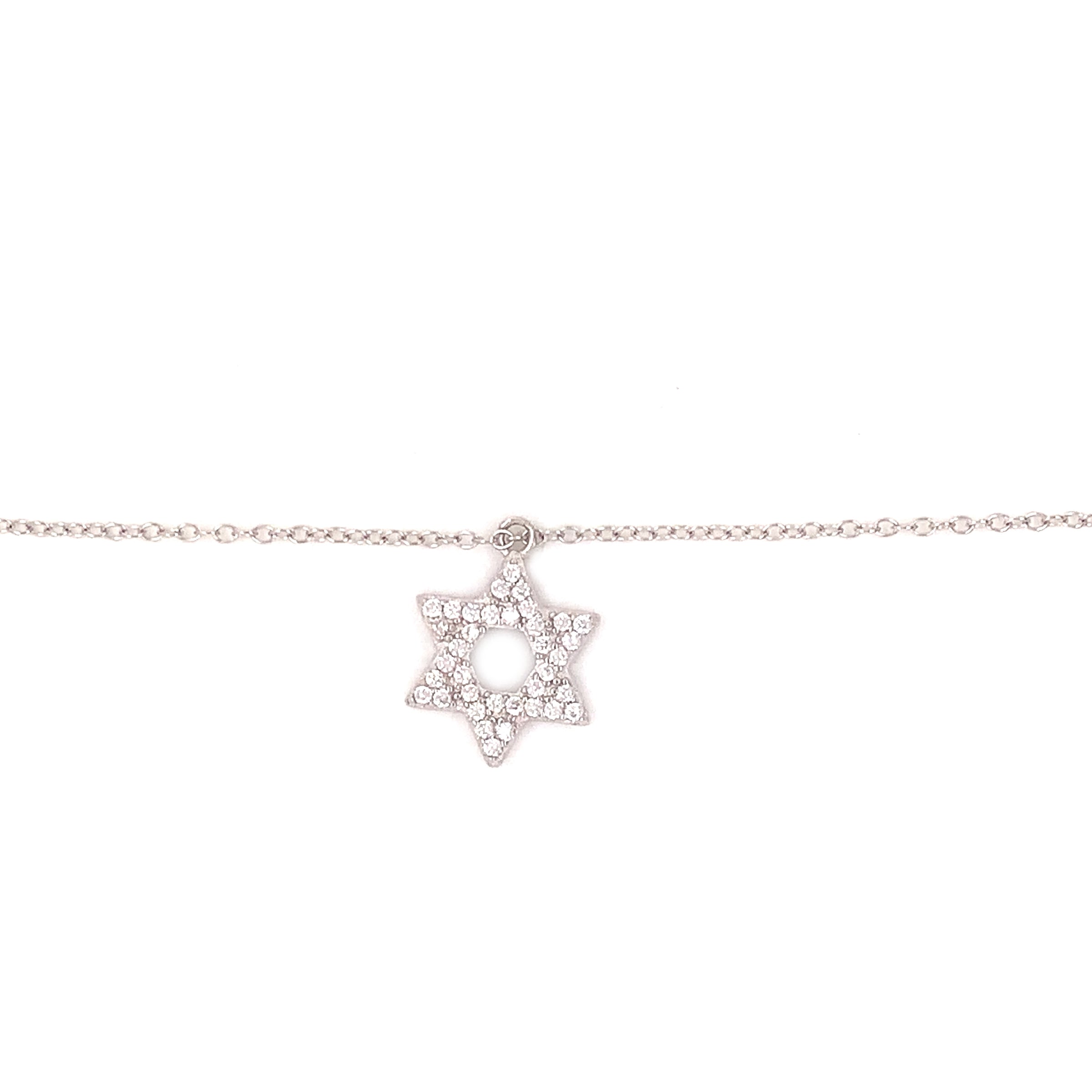 CZ Star Of David Necklace - Sterling Silver