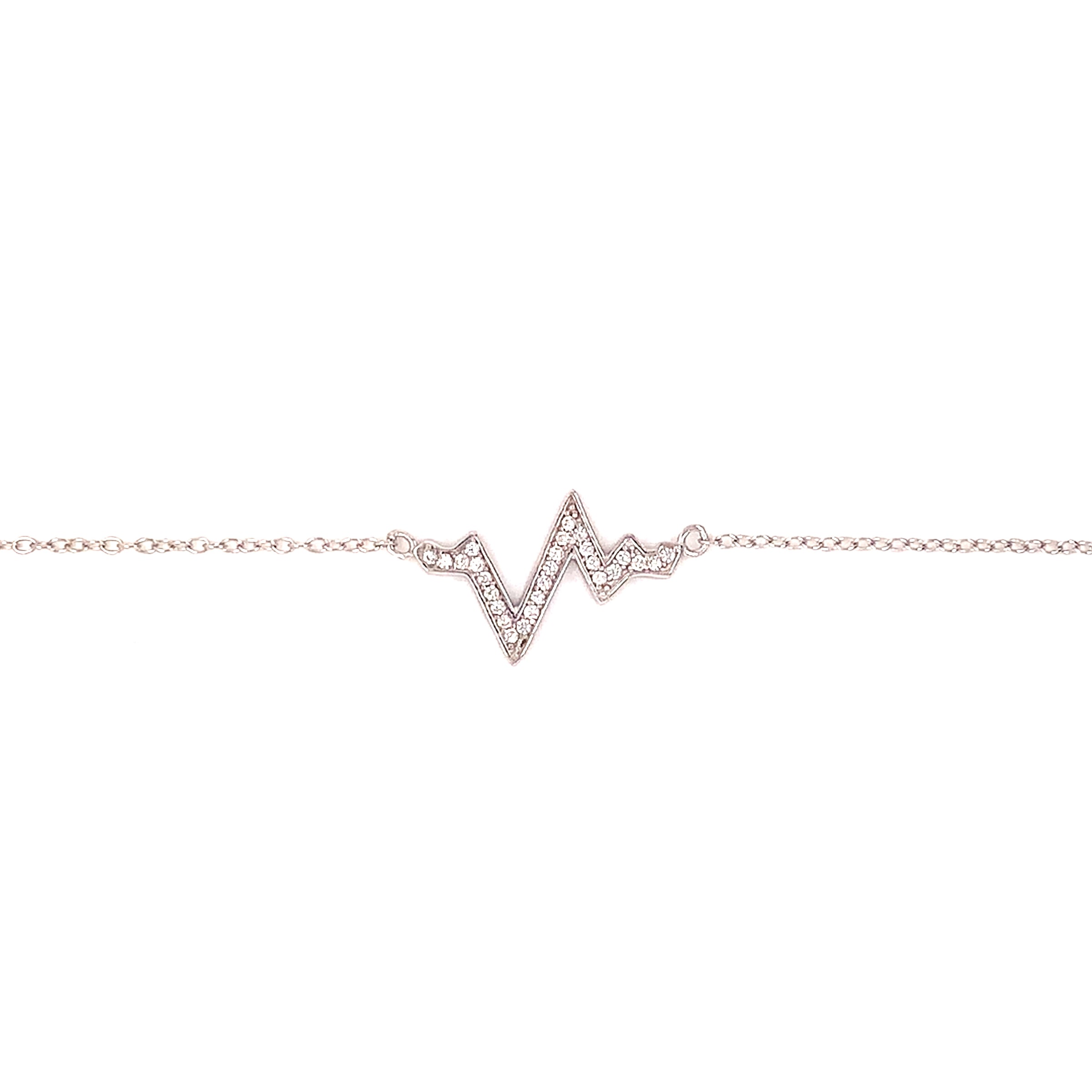 CZ Heartbeat Necklace - Sterling Silver