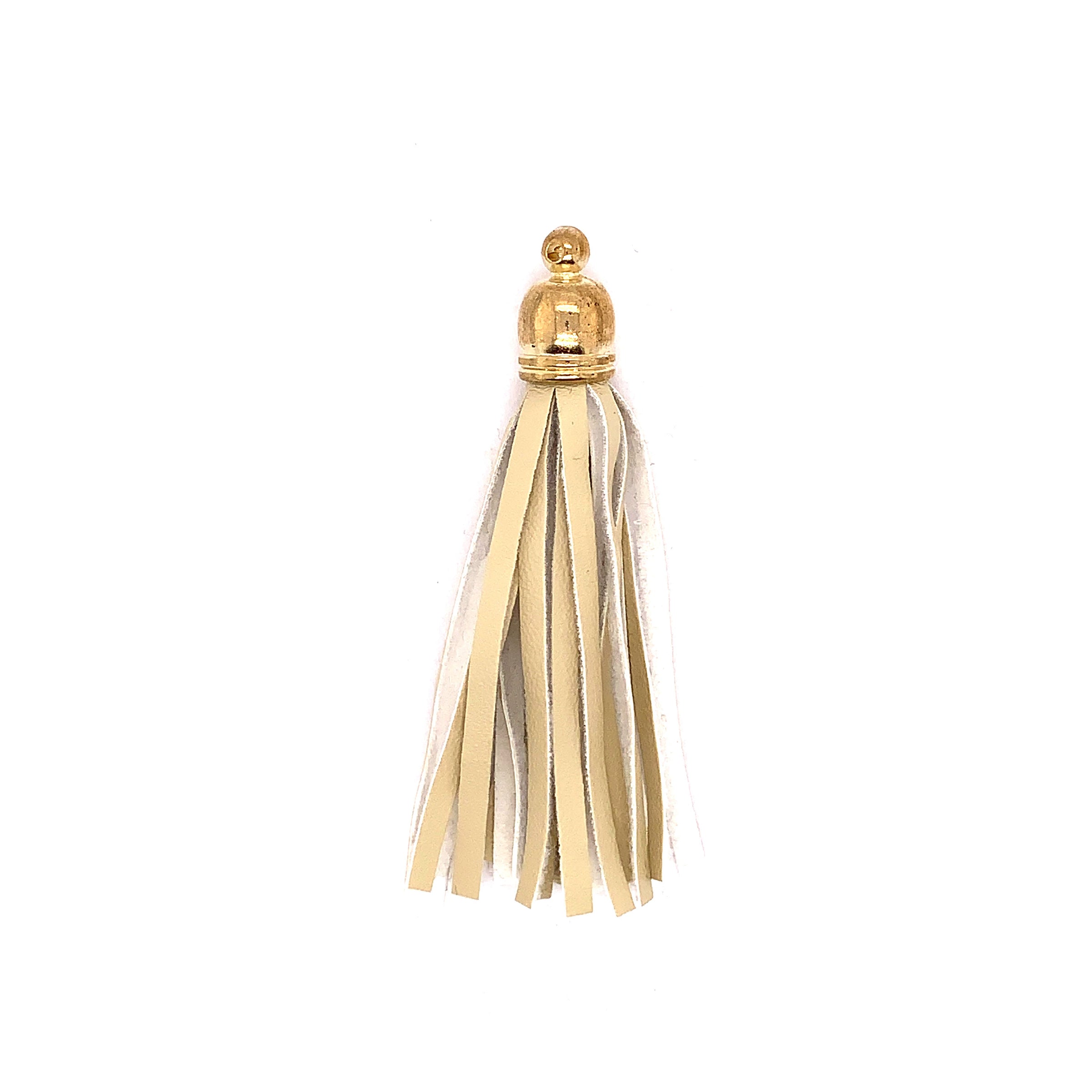 Long Leather Cream Tassel
