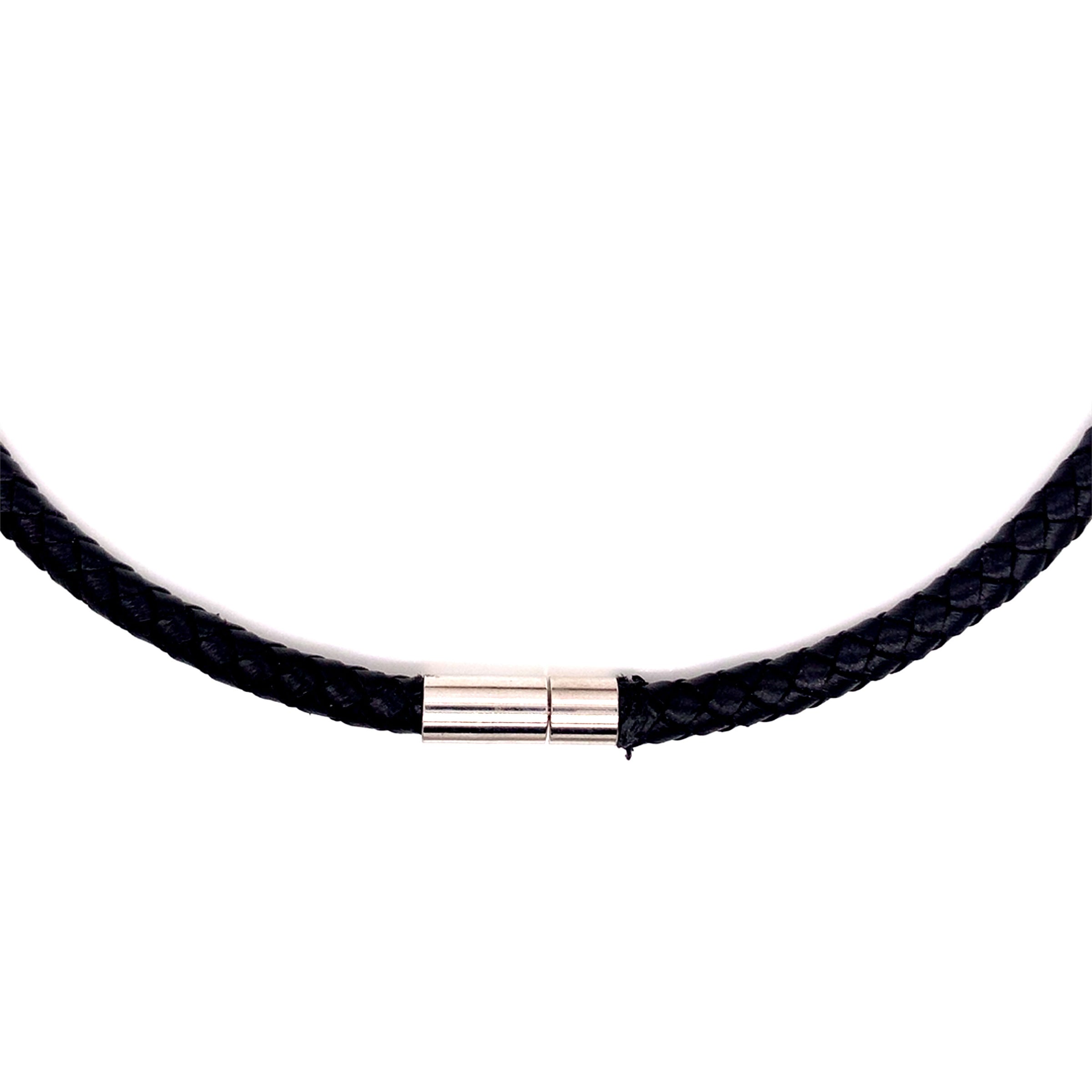 6mm Black Cowhide Leather Necklace - 17 in