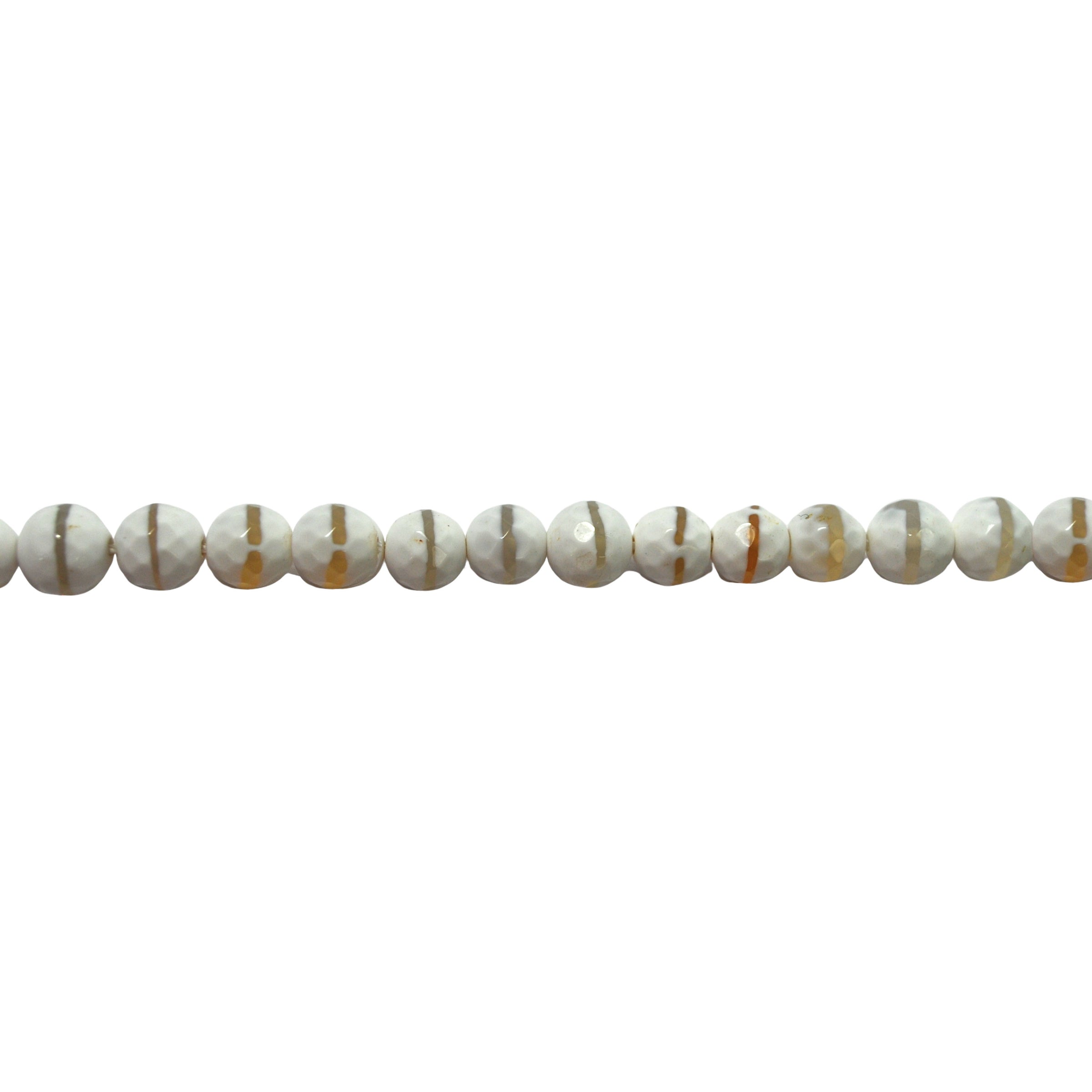 8mm Striped White Tibetan Agate - Faceted