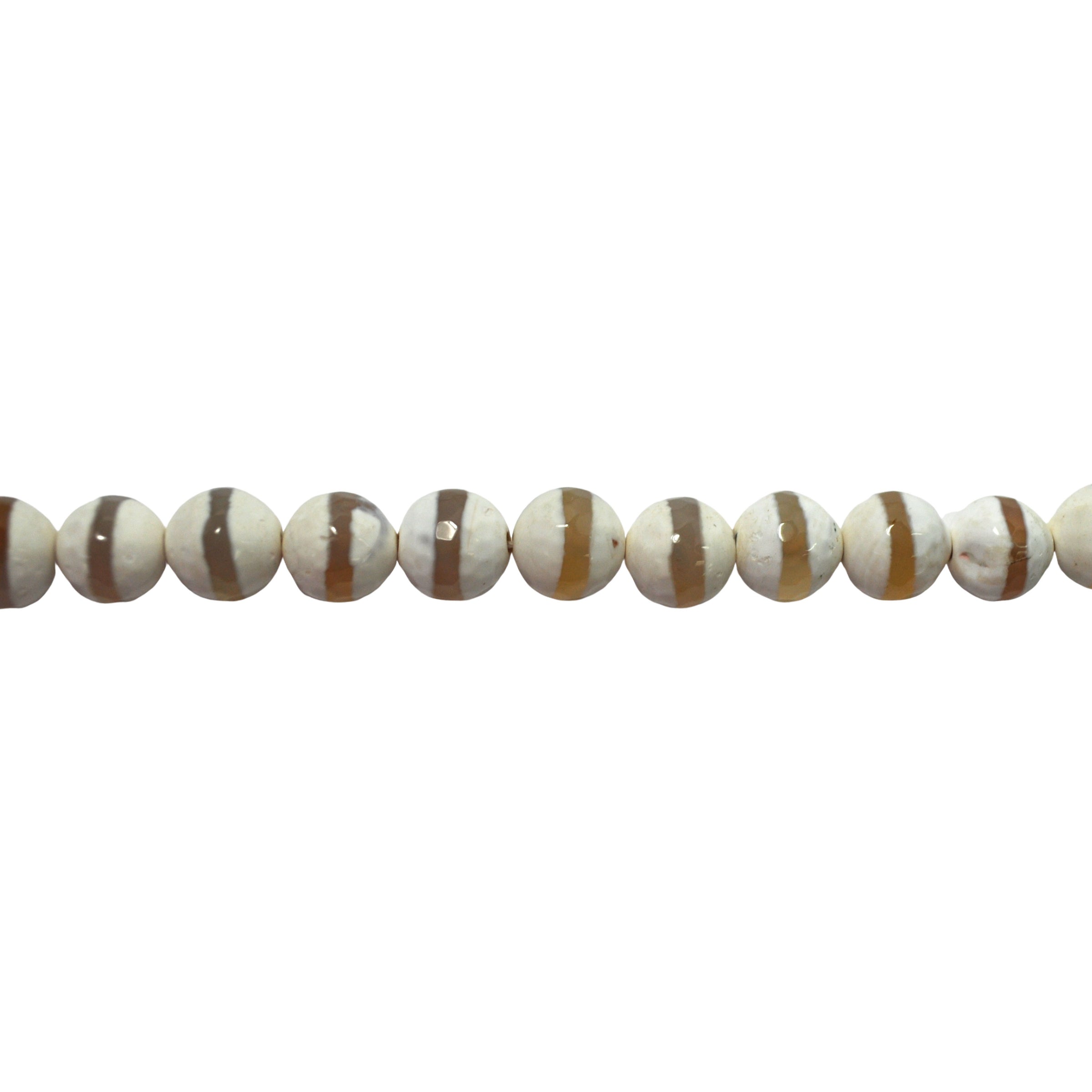 10mm Striped White Tibetan Agate - Faceted