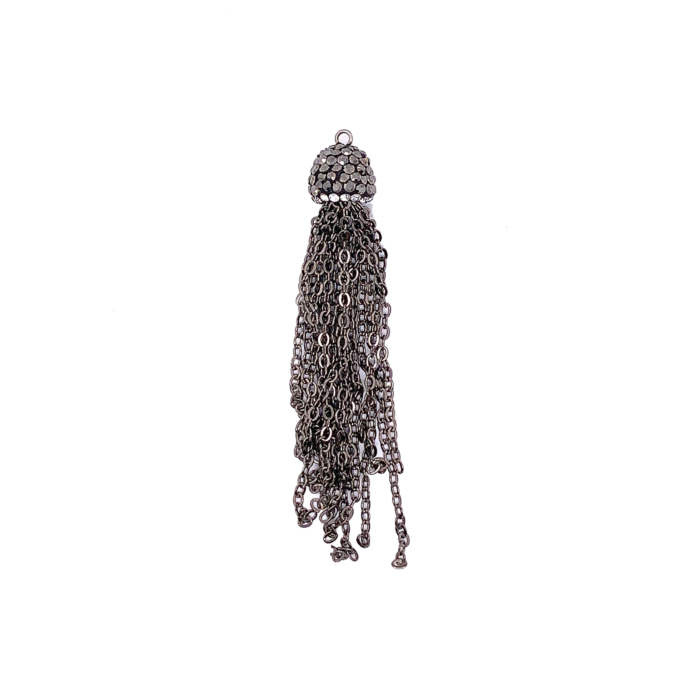 Gun Metal Chain Tassel with Stone Cap