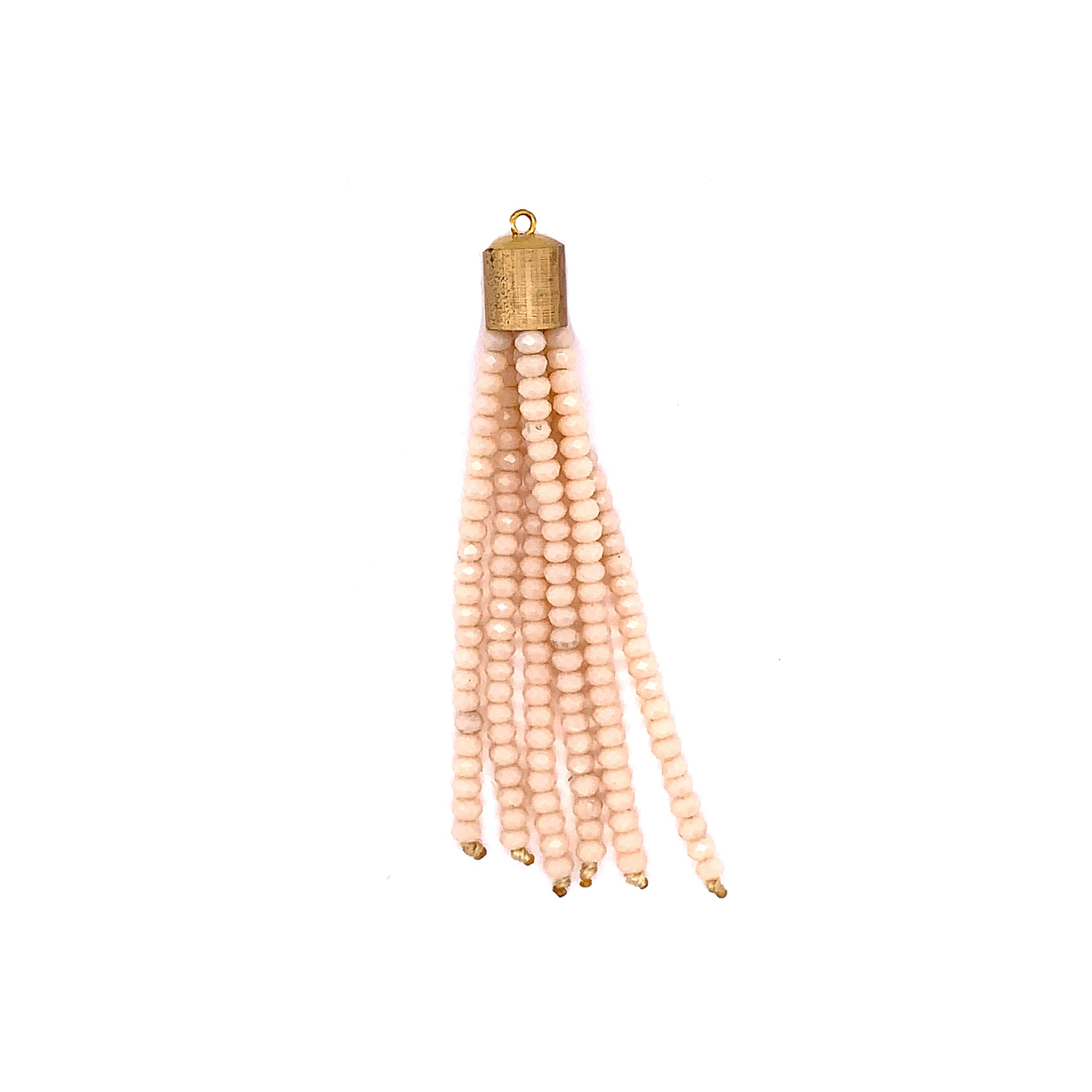 Nude Crystal Tassel with Gold Cap