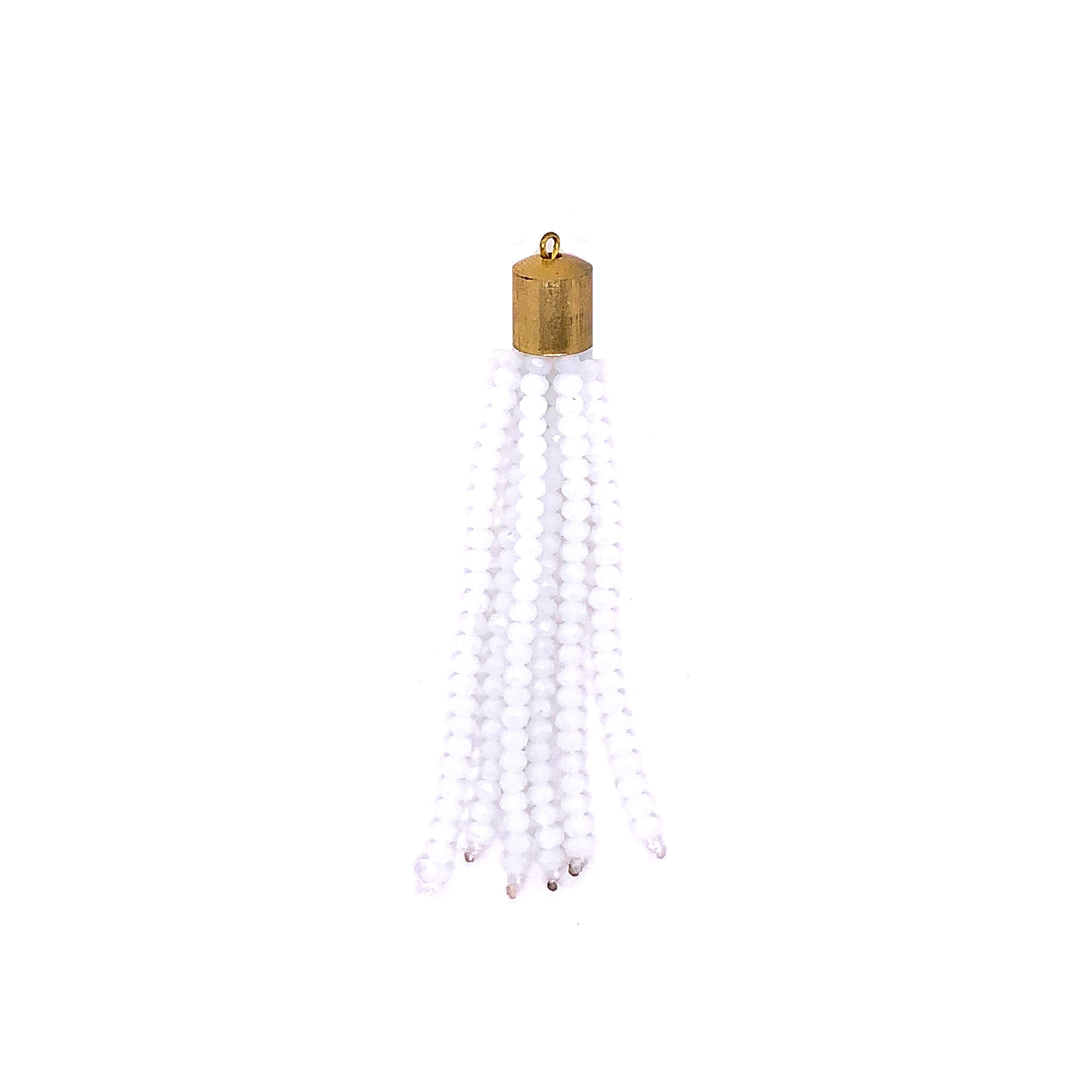 White Crystal Tassel with Gold Cap