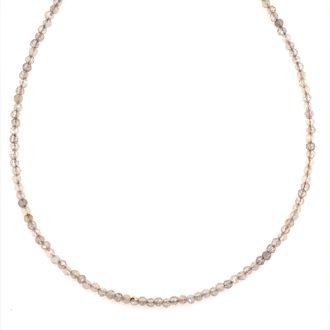 14" 2mm Faceted Labradorite Gemstone Necklace - Gold Plated