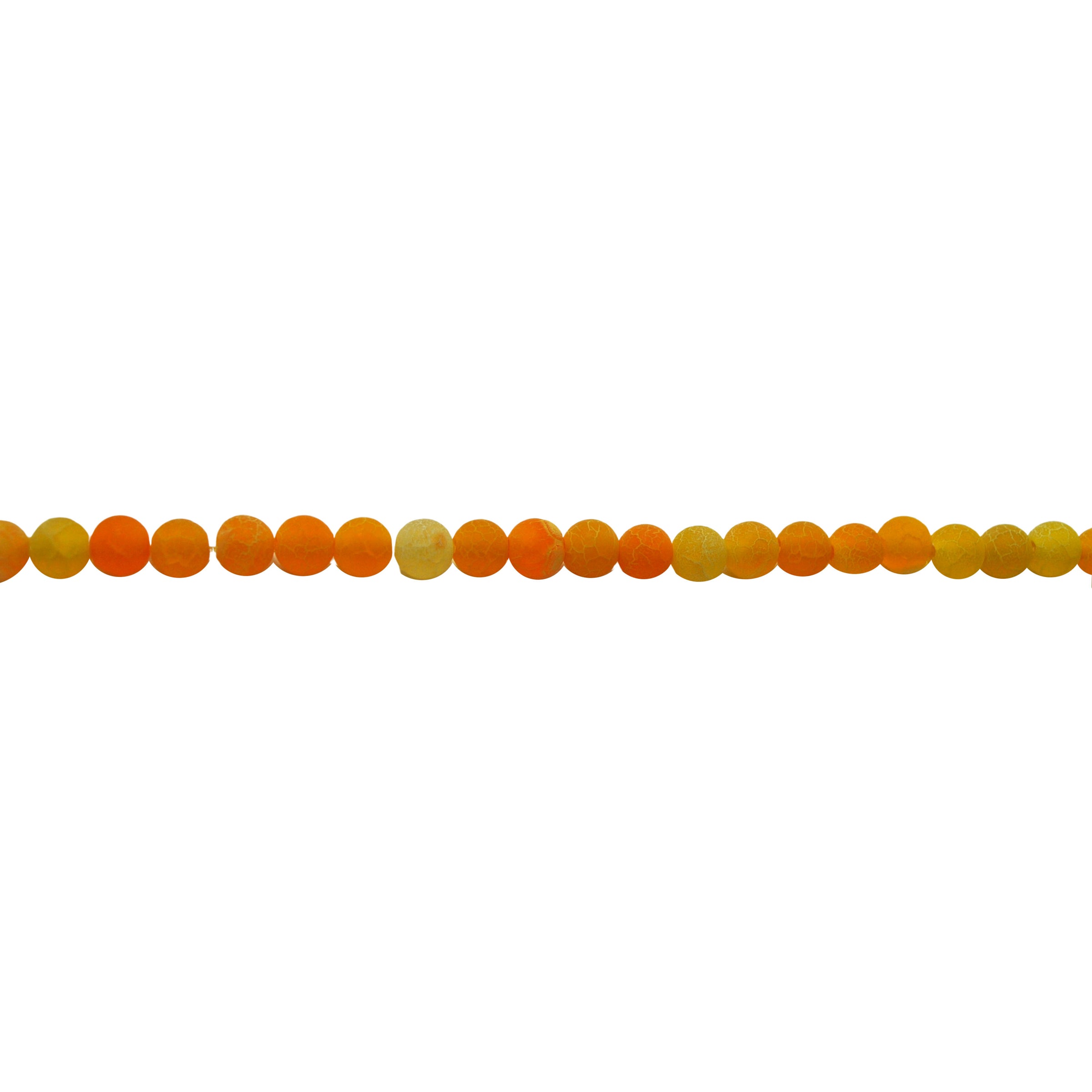 6mm Orange Frosted Cracked Agate - Round