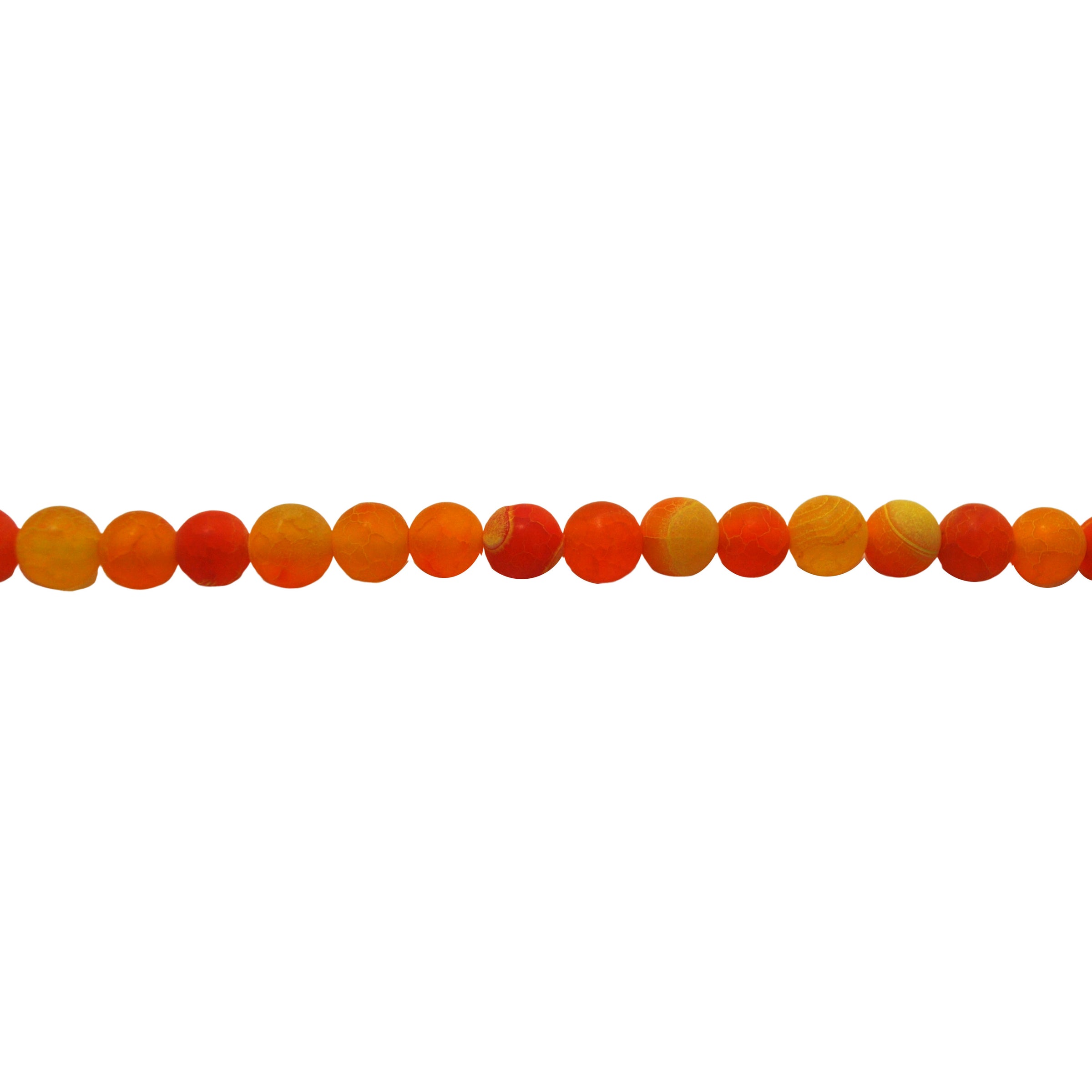 8mm Orange Frosted Cracked Agate - Round