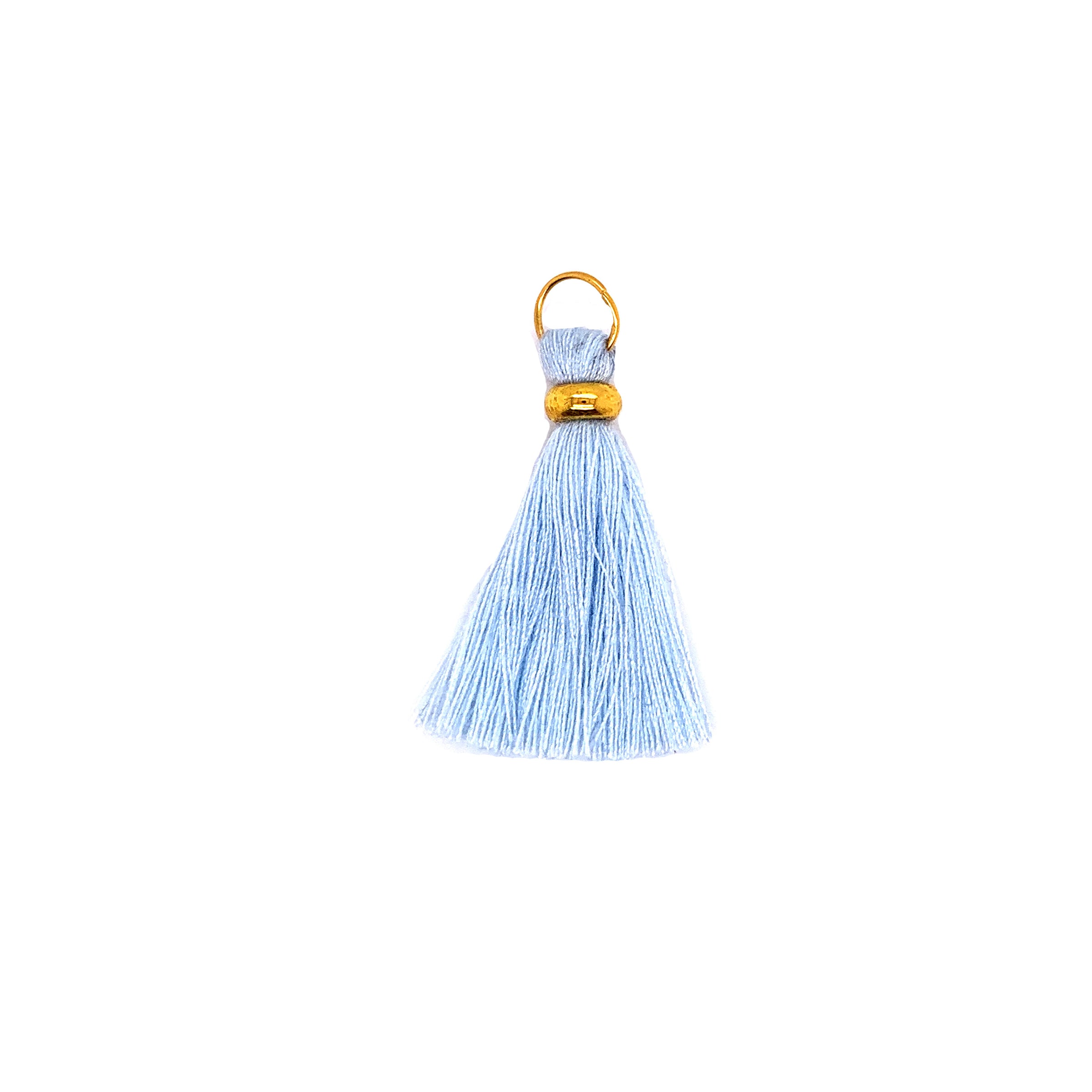 Light Blue Tassel with Gold Ring & Gold Jump Ring