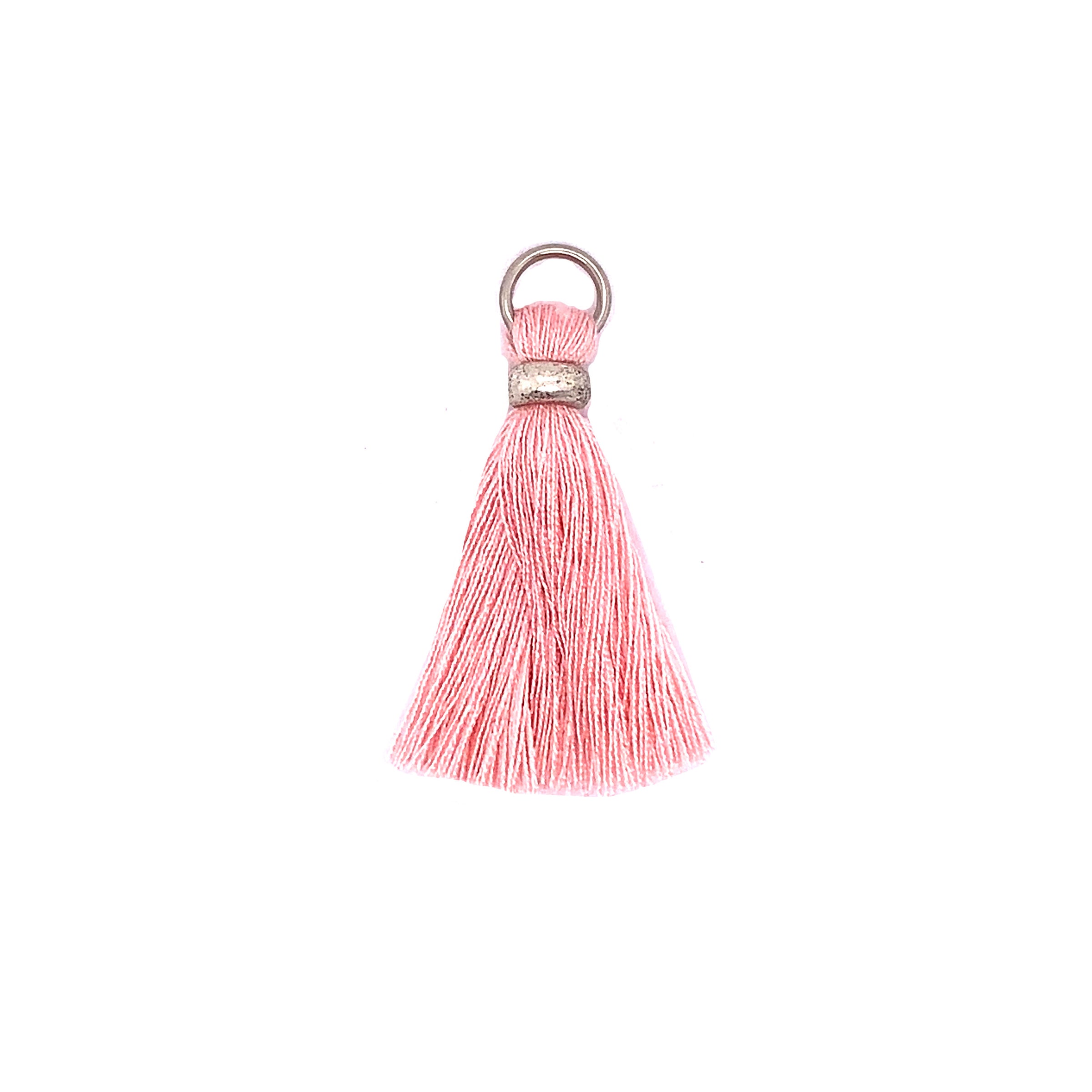 Peach Tassel with Silver Ring & Silver Jump Ring