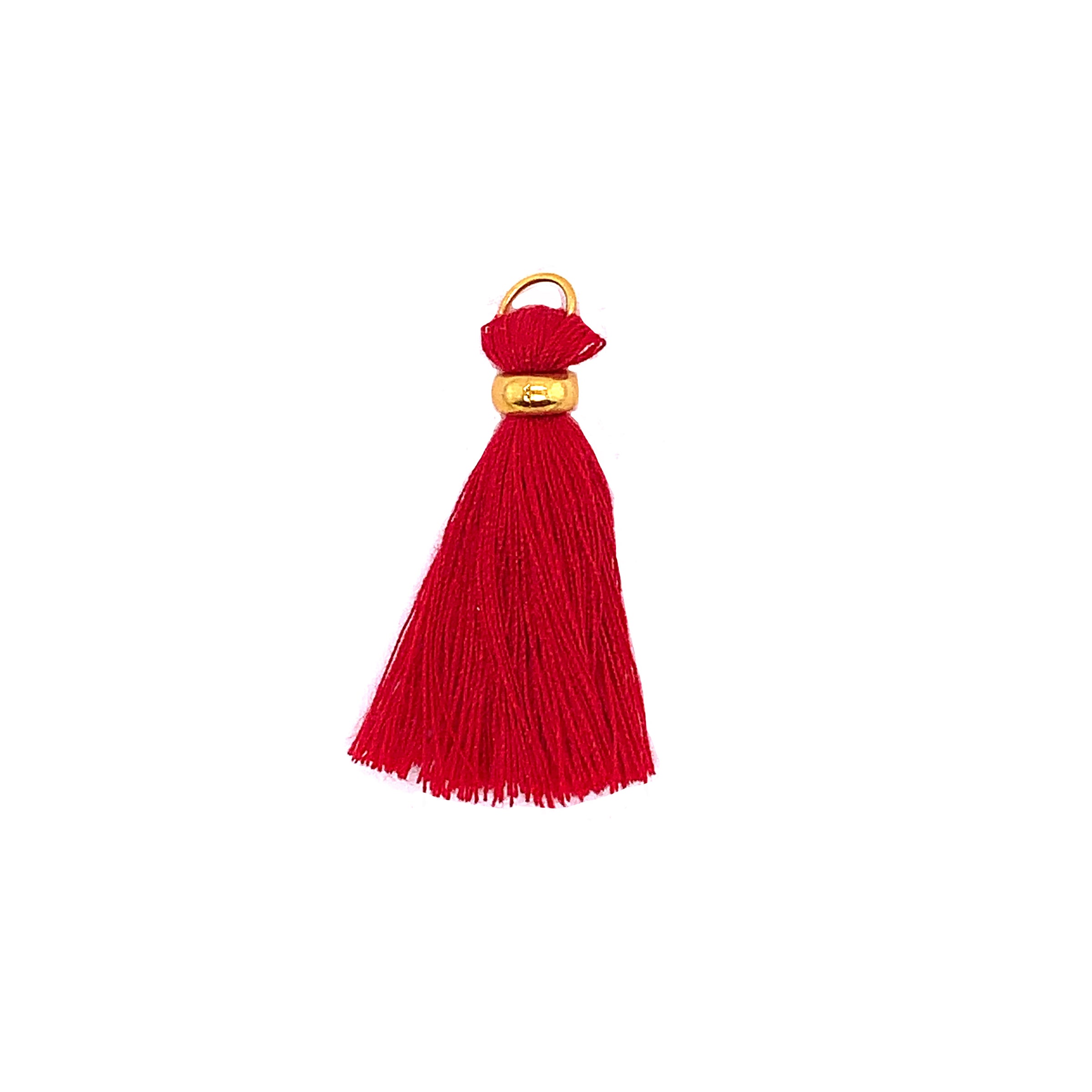 Red Jam Tassel with Gold Ring & Gold Jump Ring