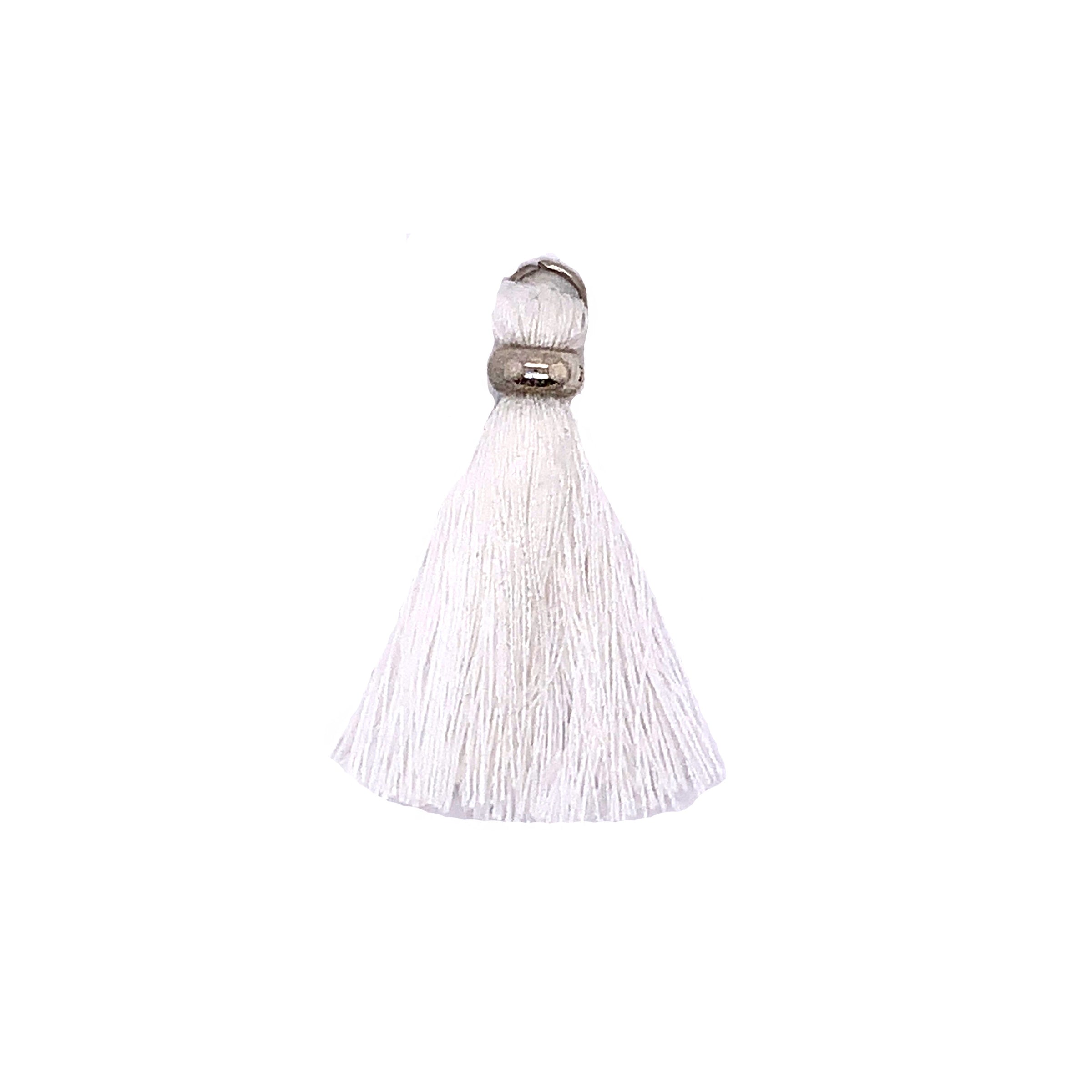 White Tassel with Silver Ring & Silver Jump Ring