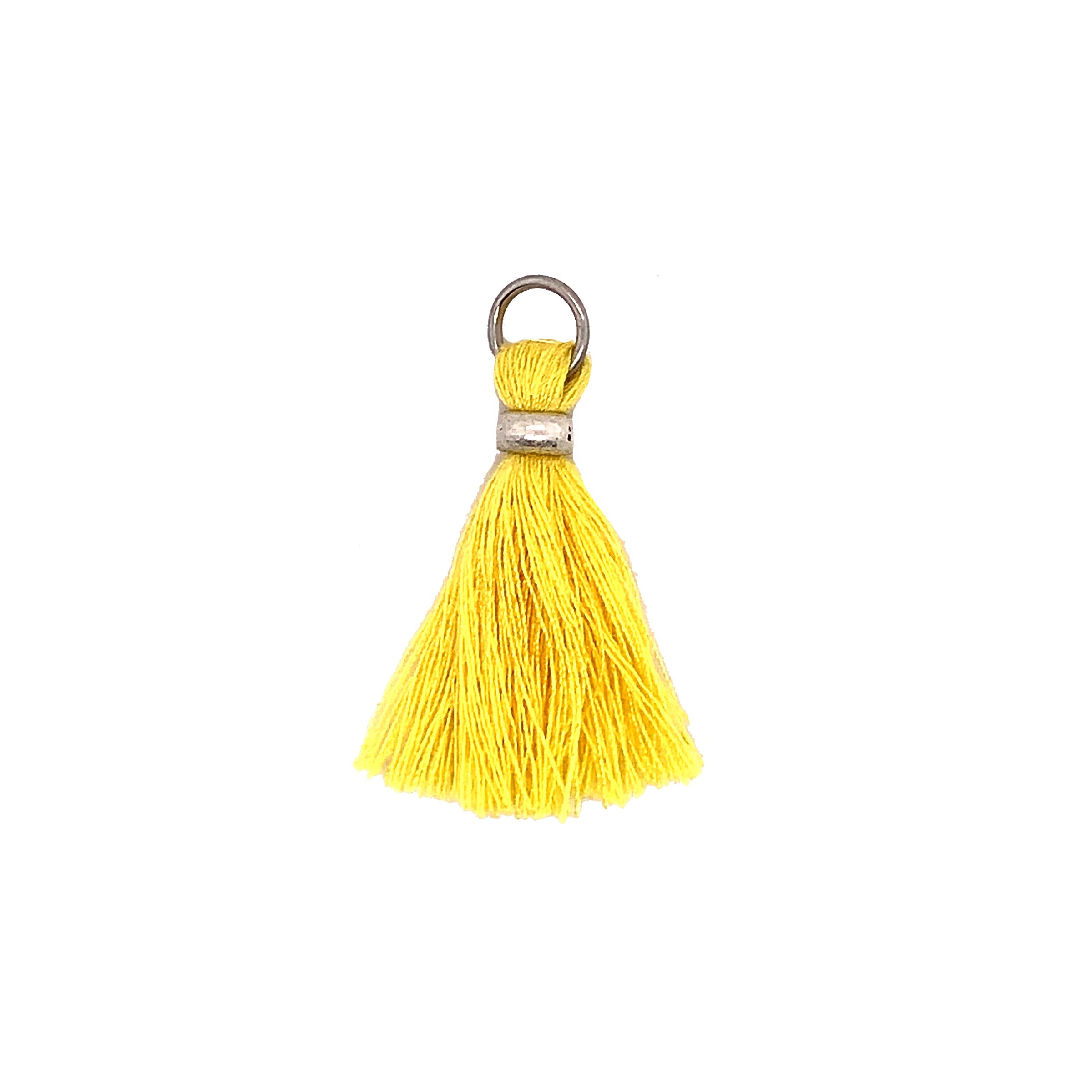 Yellow Tassel with Silver Ring & Silver Jump Ring
