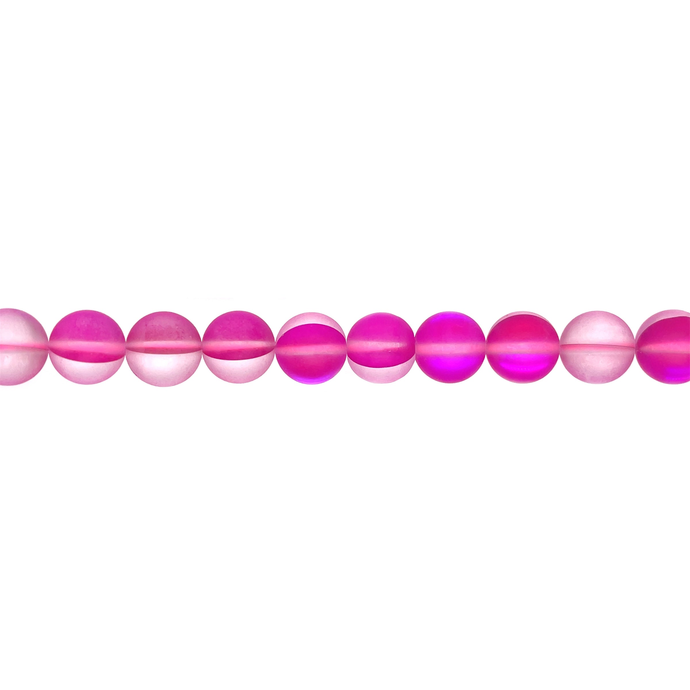10mm Frosted Fuschia Opal Glass - Round