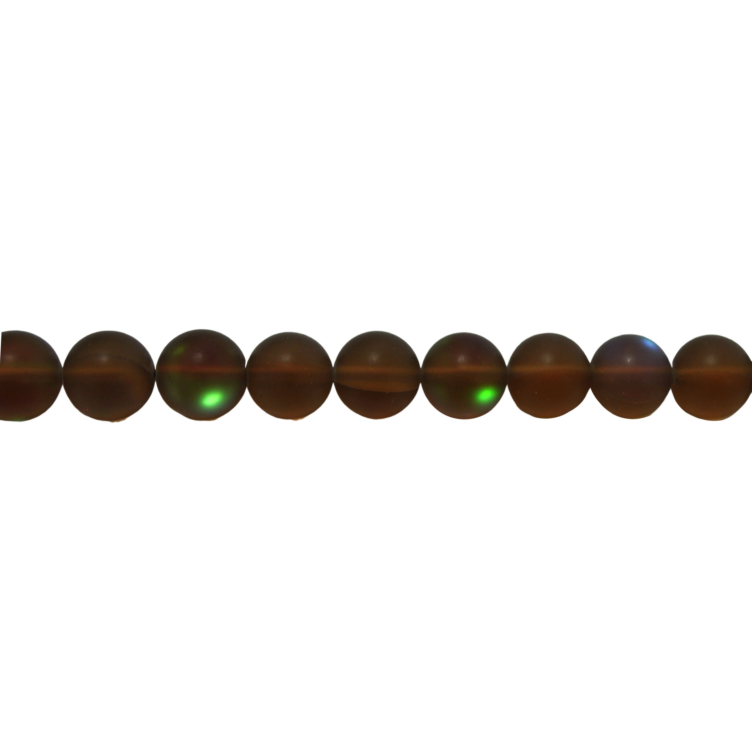 12mm Frosted Brown Opal Glass Beads - Round