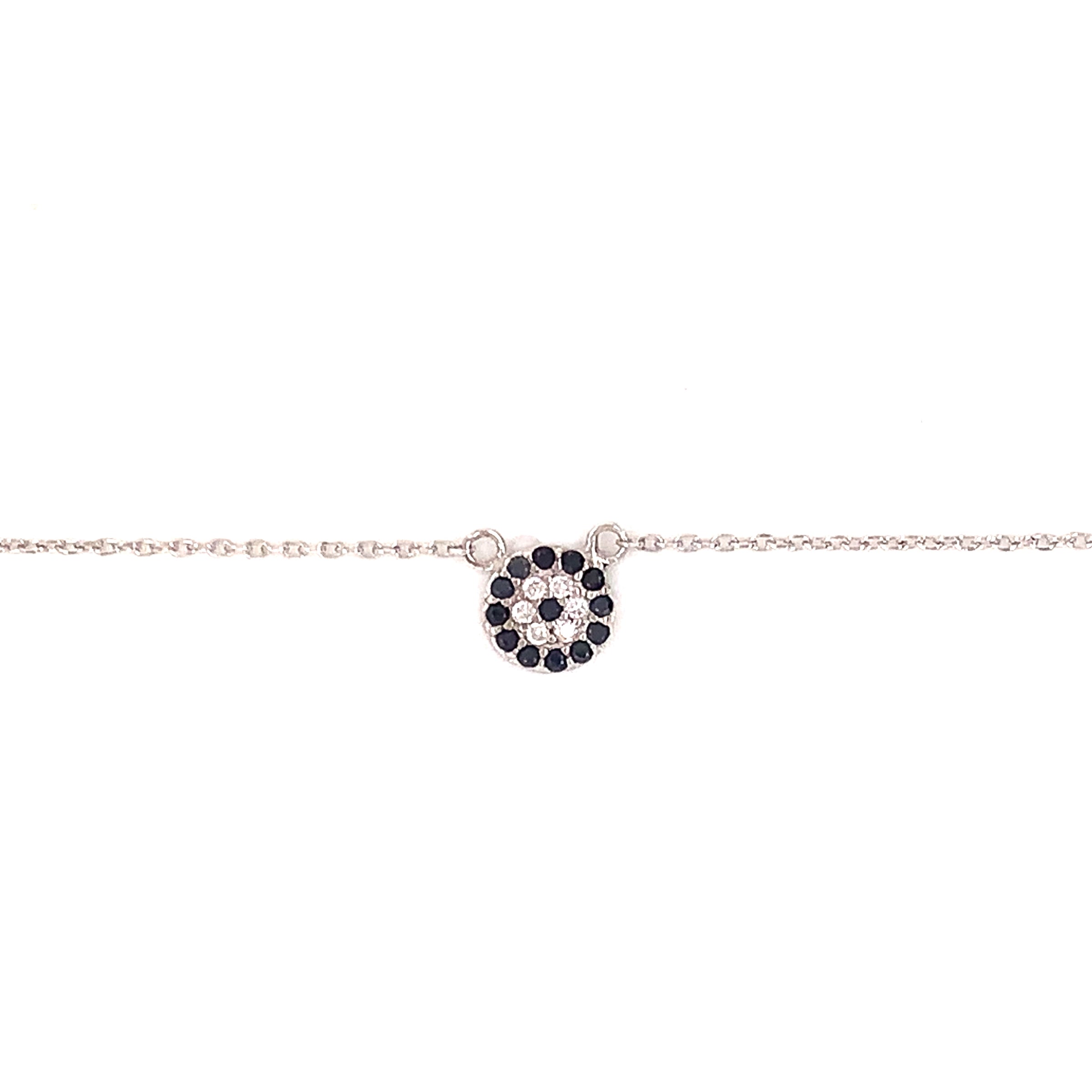 CZ Circle Evil Eye Necklace - Sterling Silver