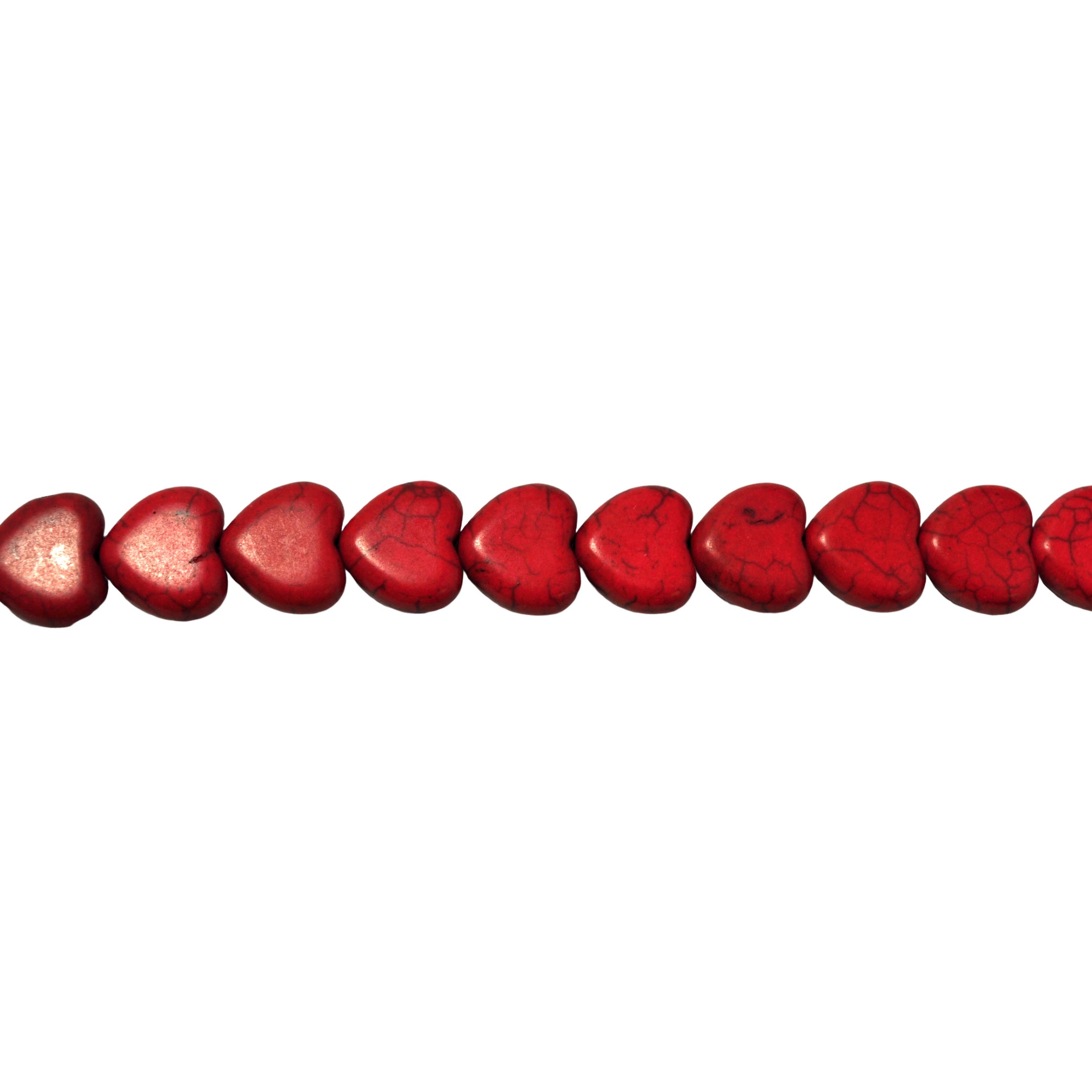 14mm Red Synthetic Turquoise Heart Beads