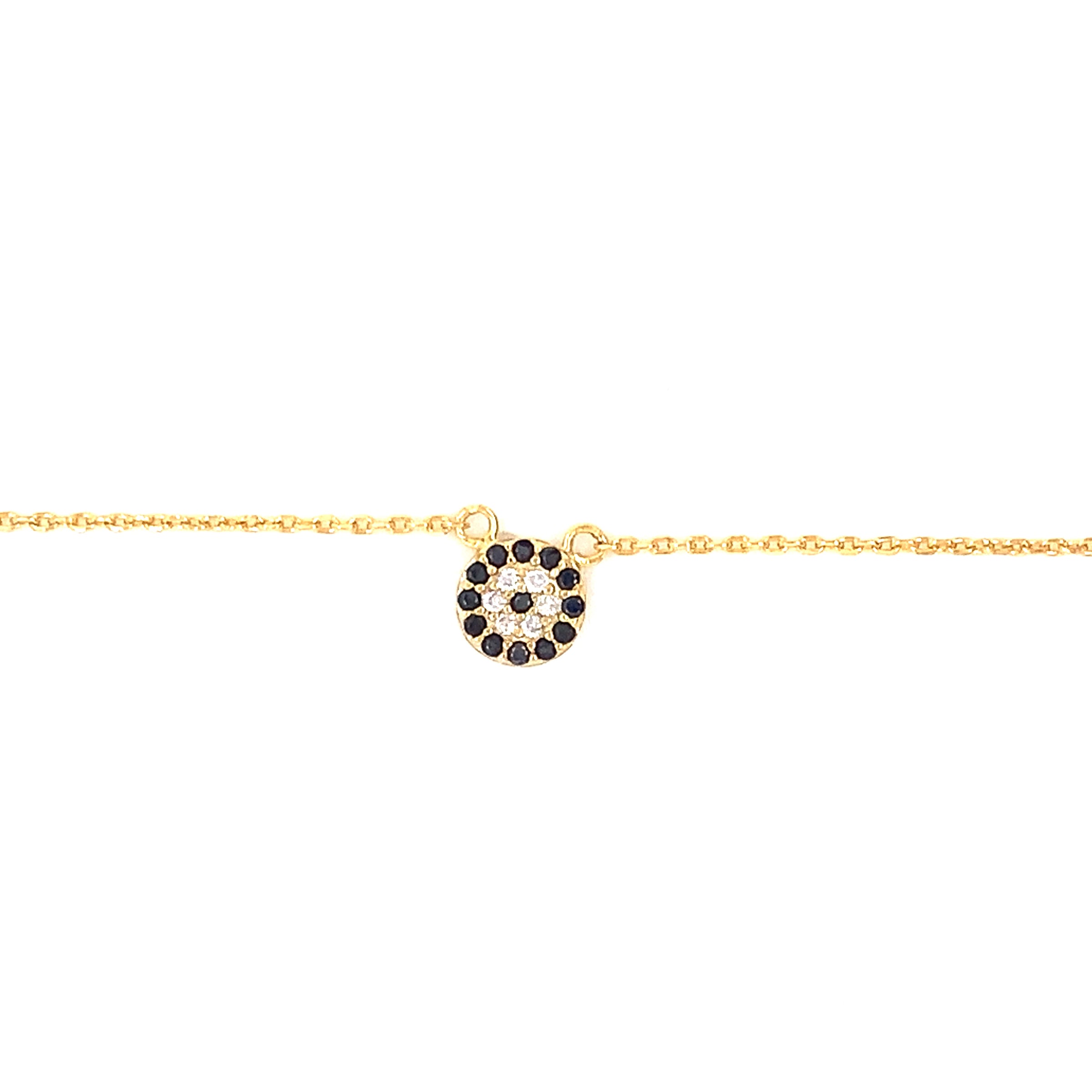 CZ Circle Evil Eye Necklace - Gold Plated