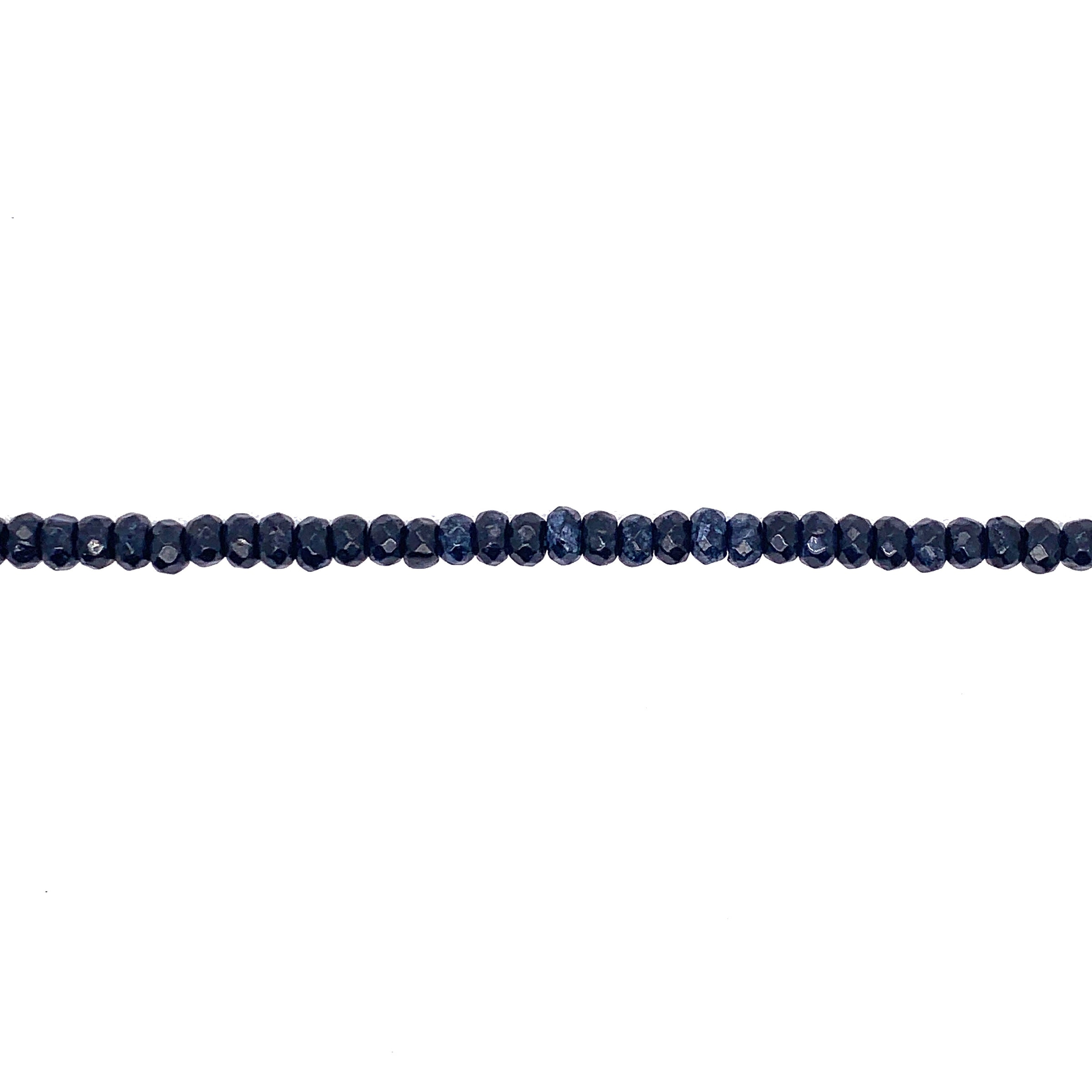 2x4mm Jade Rondelle Faceted Choker 13'' Necklace - Midnight Blue With Silver Clasp